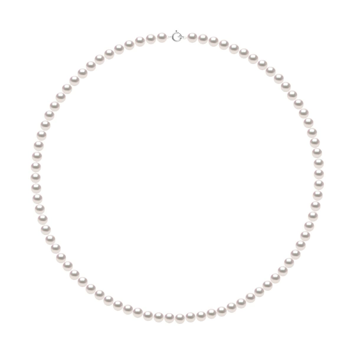 Collier Véritables Perles Akoya Rondes 5-6 mm — Or Blanc 750 Millièmes — 42 cm 1