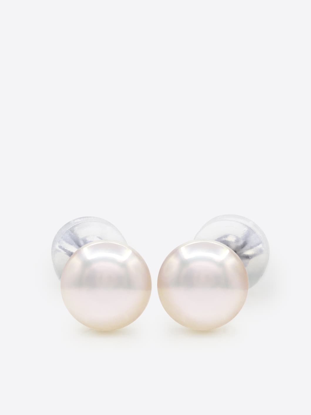 Boucles d'Oreilles Véritables Perles Akoya Rondes 6-7 mm — Or Blanc 750 Millièmes 1