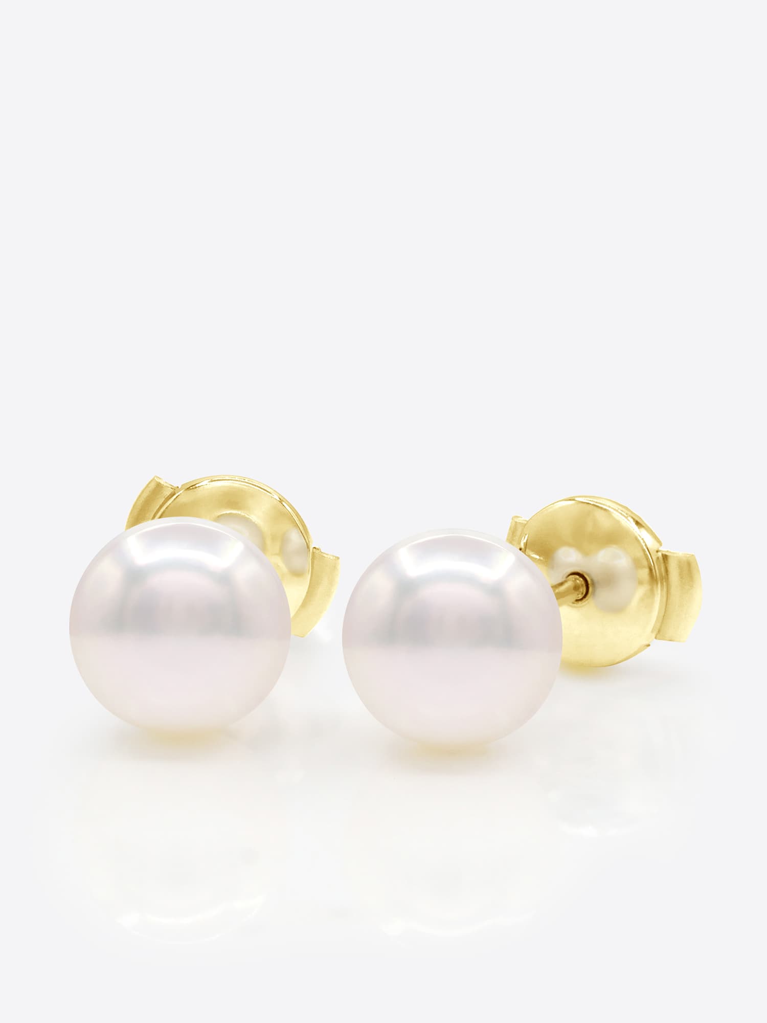 Boucles d'Oreilles Véritables Perles Akoya Rondes 7-8 mm — Or Jaune 750 Millièmes 1