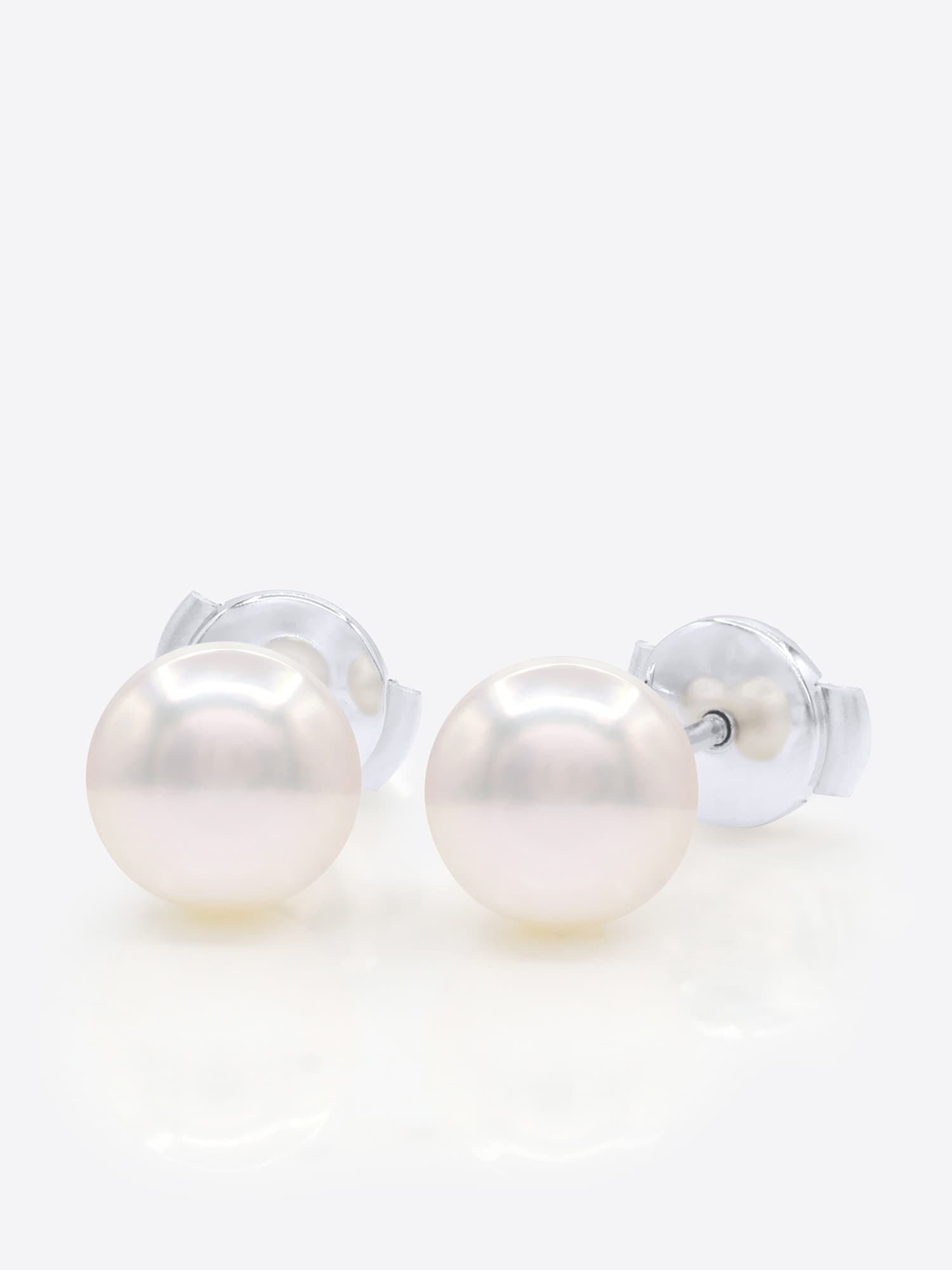 Boucles d'Oreilles Véritables Perles Akoya Rondes 7-8 mm — Or Blanc 750 Millièmes 1