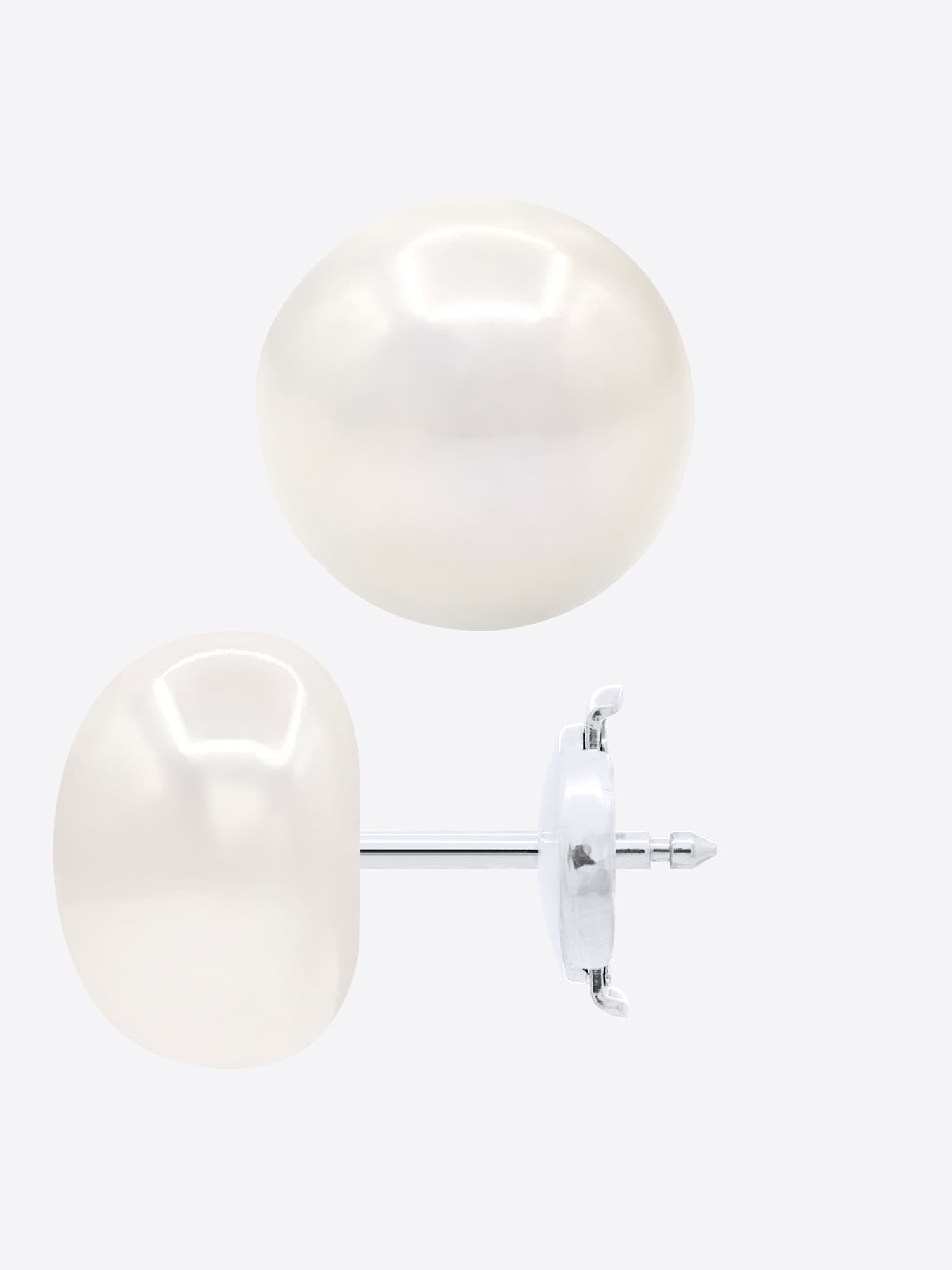 Boucles d'Oreilles Véritables Perles d'Eau Douce Bouton 10-11 mm — Or Jaune 375 Millièmes 5