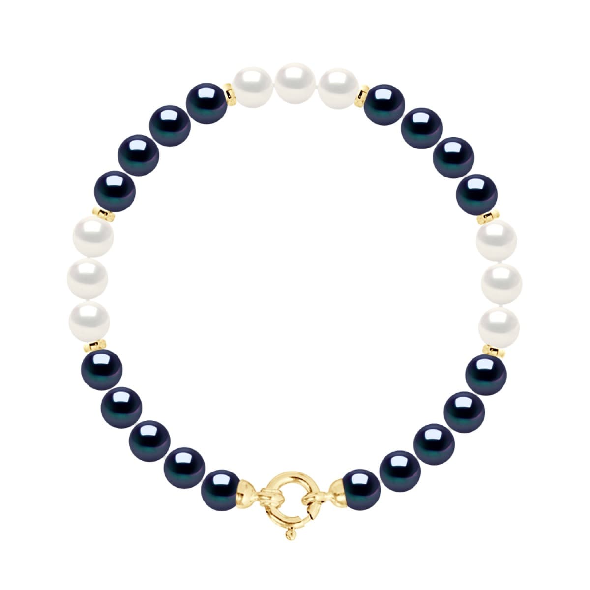 Bracelet Véritables Perles d'Eau Douce Rondes 6-7 mm — Or Blanc 375 Millièmes — 42 cm 1