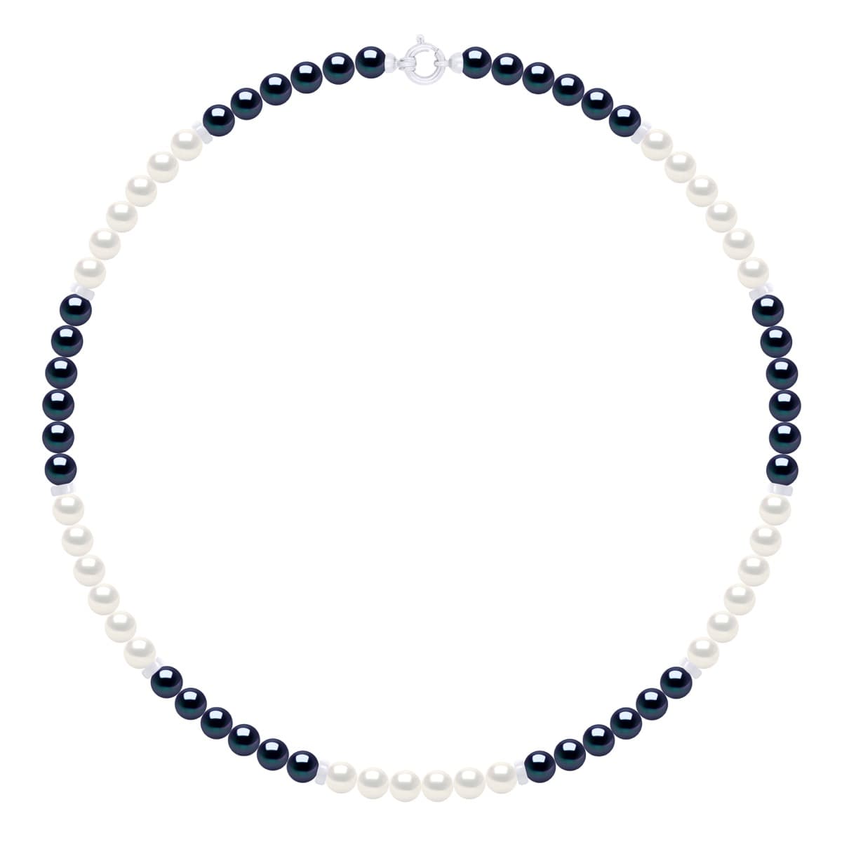 Collier Véritables Perles d'Eau Douce Rondes 6-7 mm — Or Blanc 375 Millièmes — 42 cm 1