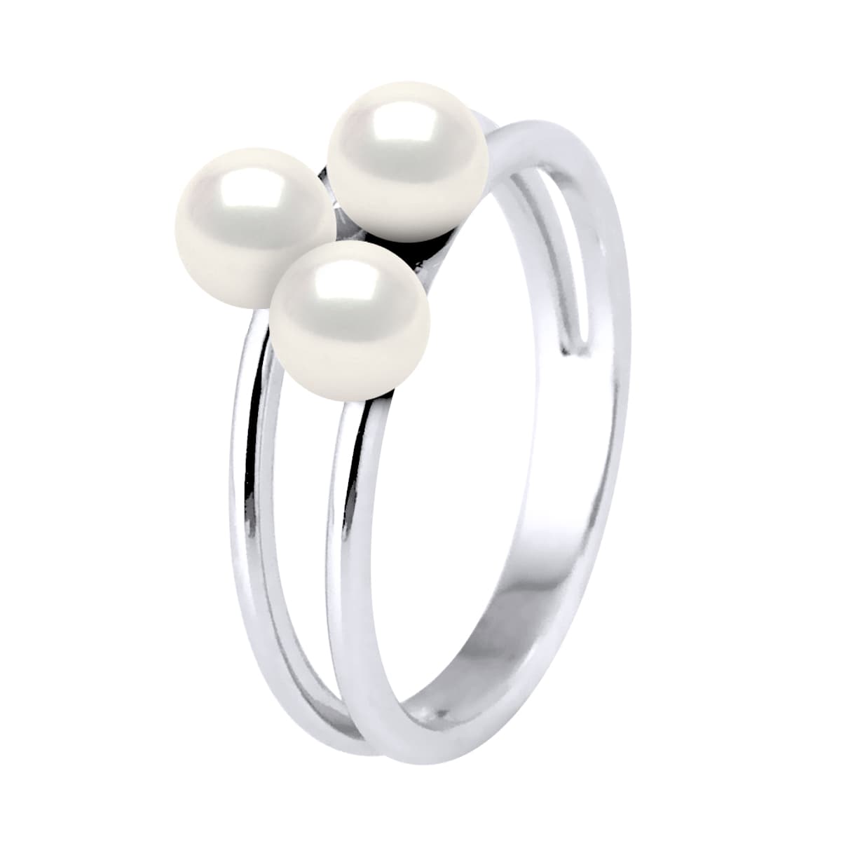 Bague Talisman Véritables Perles de Culture d'Eau Douce Boutons 5-6 mm — Argent 925 Millièmes Rhodié 1