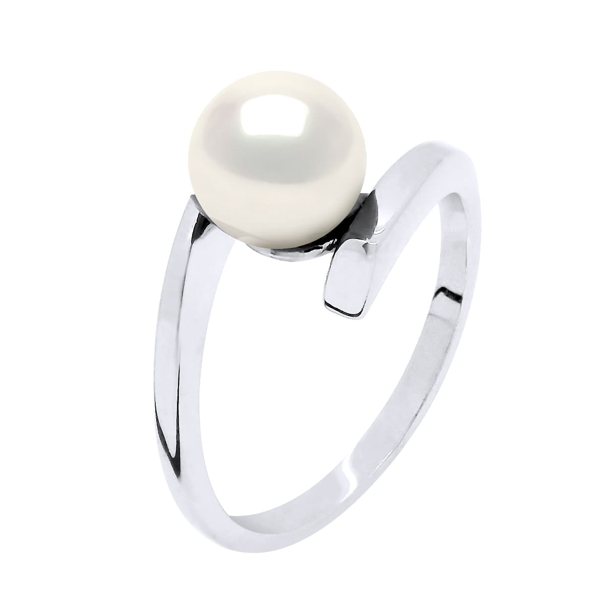 Bague Jonc Véritable Perle de Culture d'Eau Douce Ronde 7-8 mm — Argent 925 Millièmes Rhodié 2