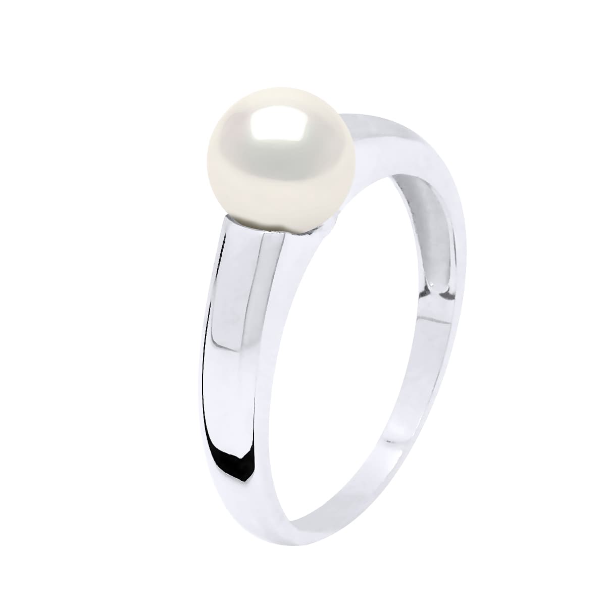 Bague Jonc Véritable Perle de Culture d'Eau Douce Ronde 7-8 mm — Argent 925 Millièmes Rhodié 2