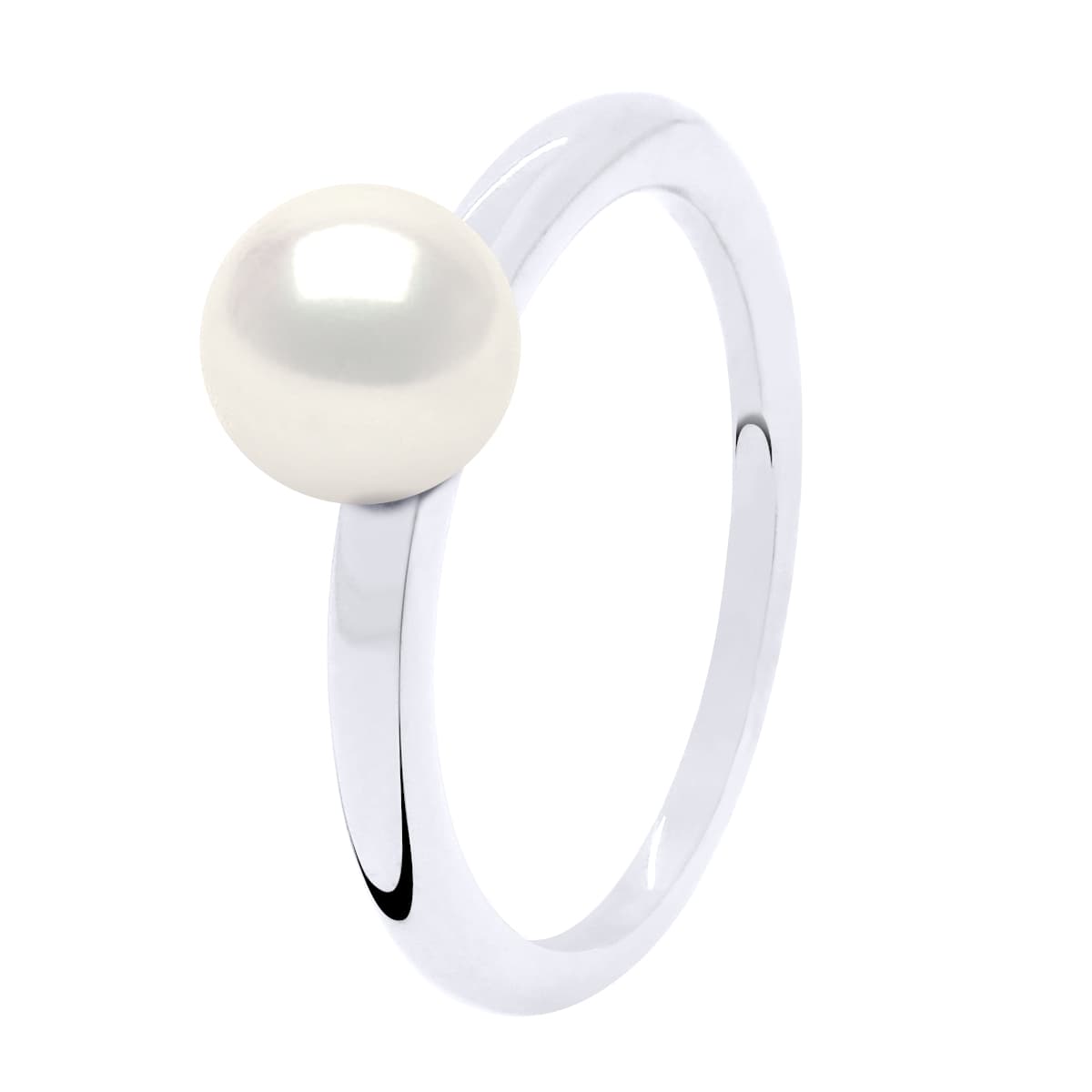 Bague Jonc Véritable Perle de Culture d'Eau Douce Ronde 7-8 mm — Argent 925 Millièmes Rhodié 1