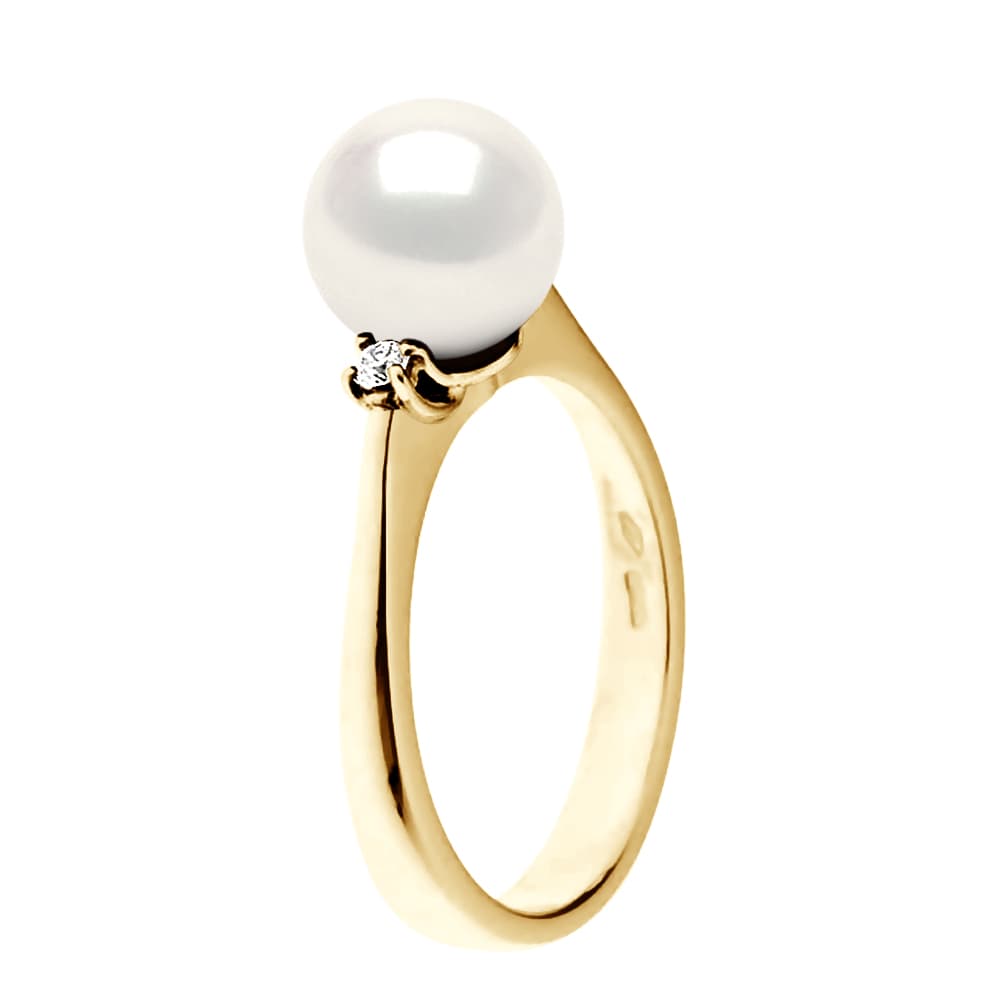 Bague Véritable Perle de Culture d'Eau Douce Ronde 8-9 mm — Or Jaune 375 Millièmes 1