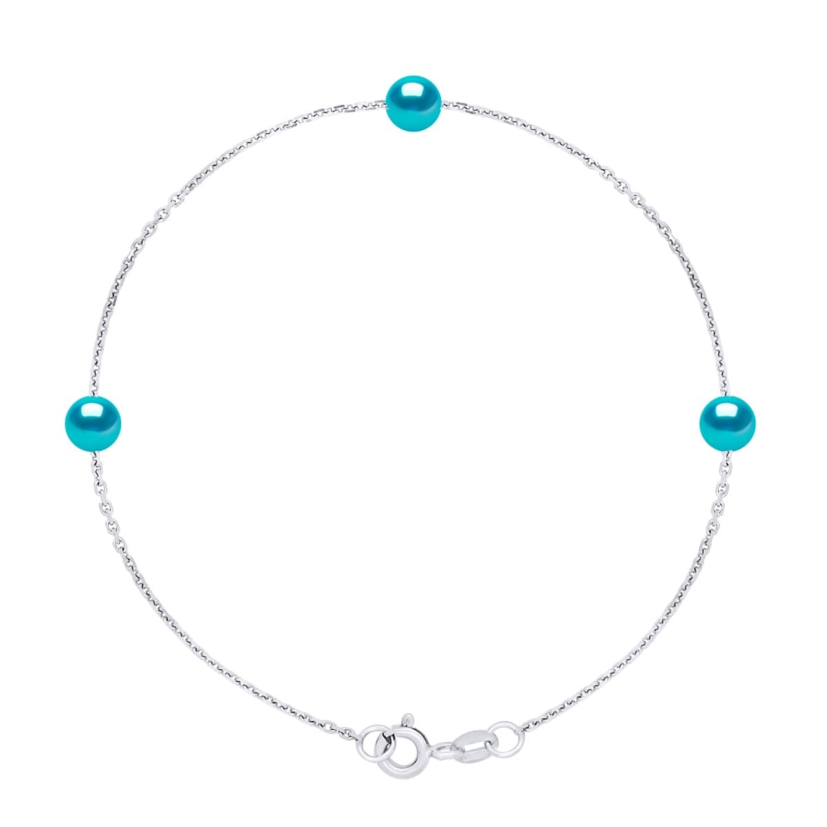 Bracelet Maille Forçat Véritables Perles d'Eau Douce 5-6 mm — Argent 925 Millièmes Rhodié — 18 cm 1