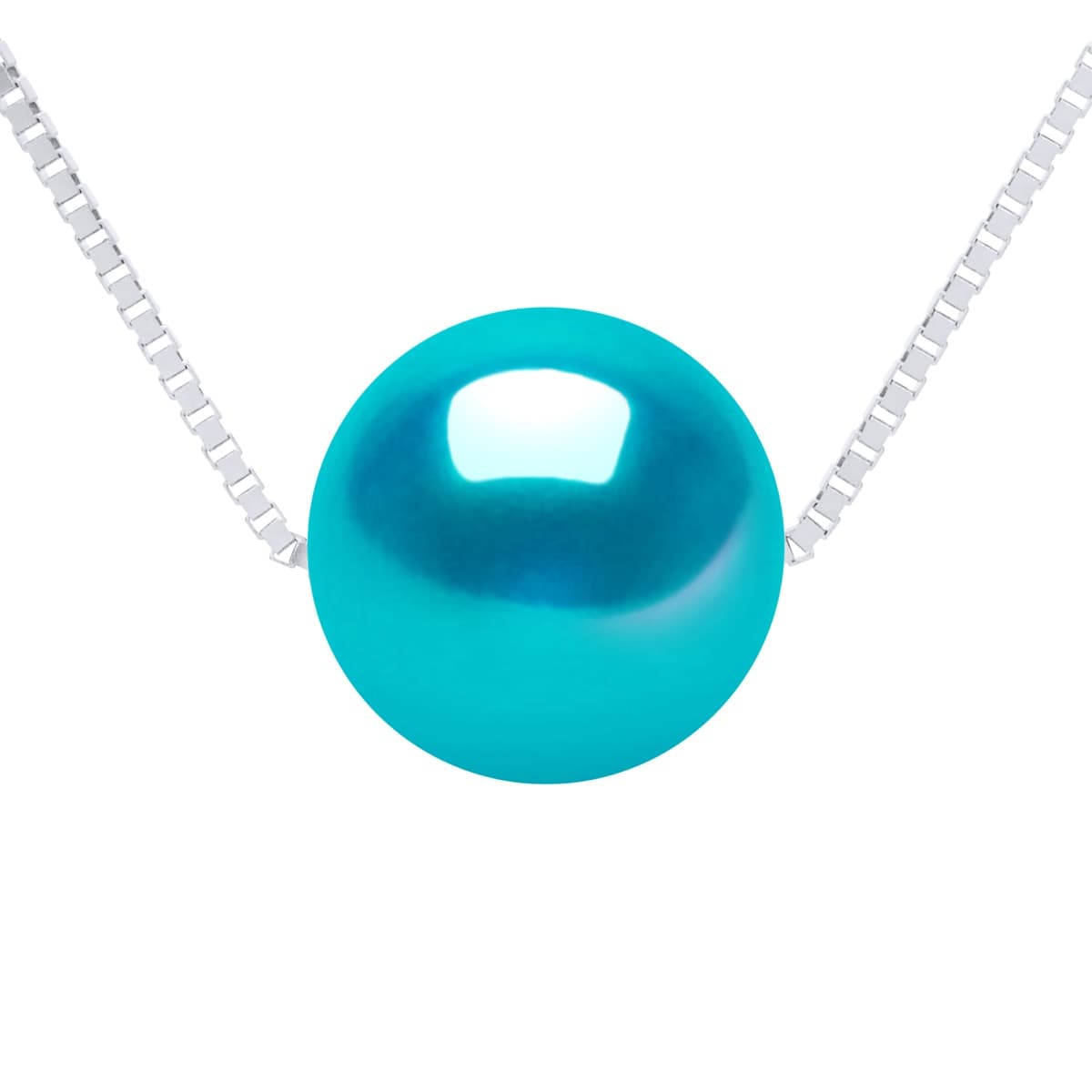 Collier Maille Vénitienne Perle d'Eau Douce Traversante 9-10 mm — Argent 925 Millièmes Rhodié 1