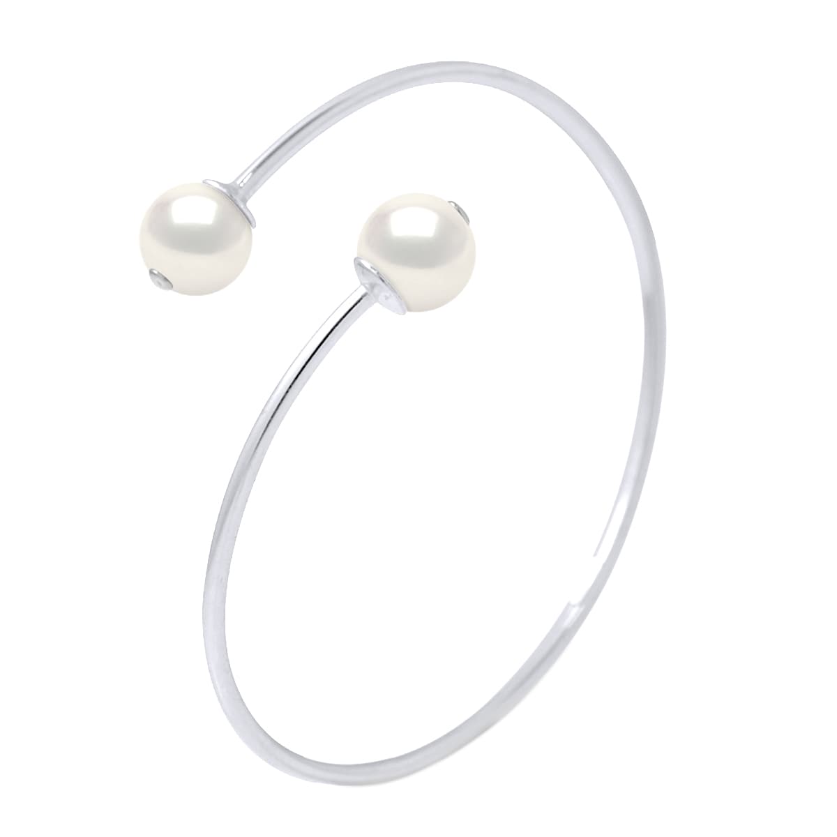 Bracelet Jonc Véritables Perles de Culture d'Eau Douce Rondes 9-10 mm — Argent 925 Millièmes — 14 cm 1