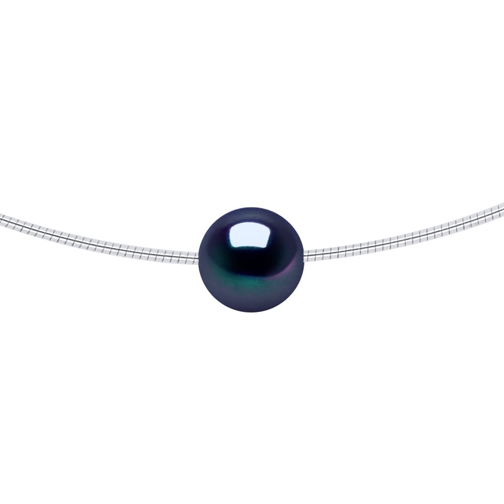 Collier Véritable Perle d'Eau Douce Traversante Ronde 9-10 mm — Argent 925 Millièmes — 42 cm 1