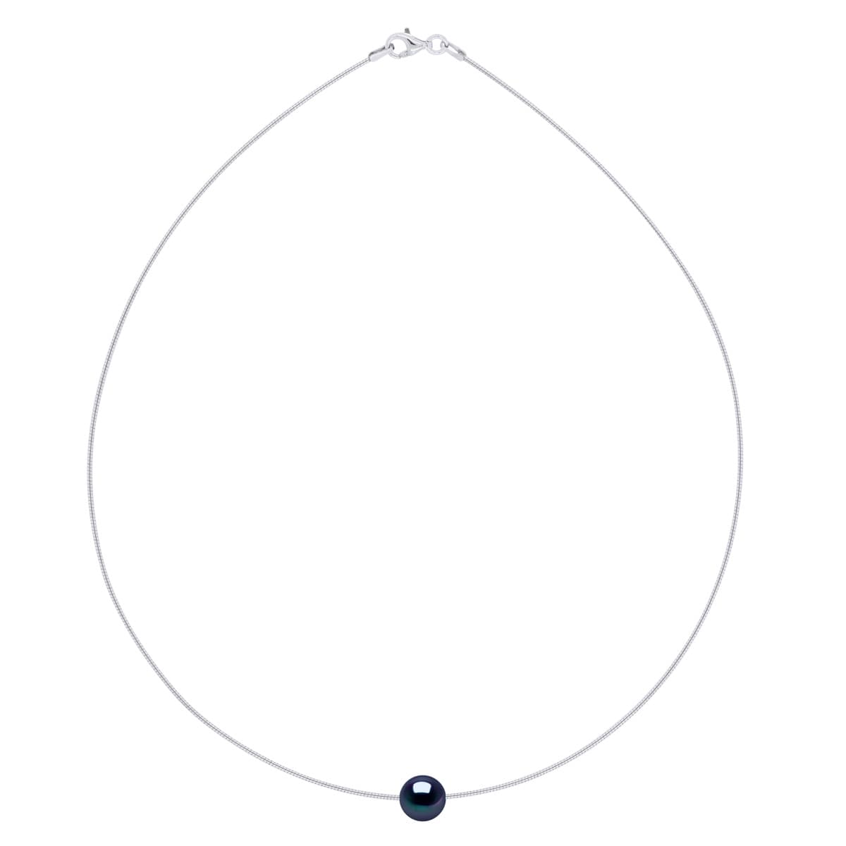 Collier Véritable Perle d'Eau Douce Traversante Ronde 9-10 mm — Argent 925 Millièmes — 42 cm 2