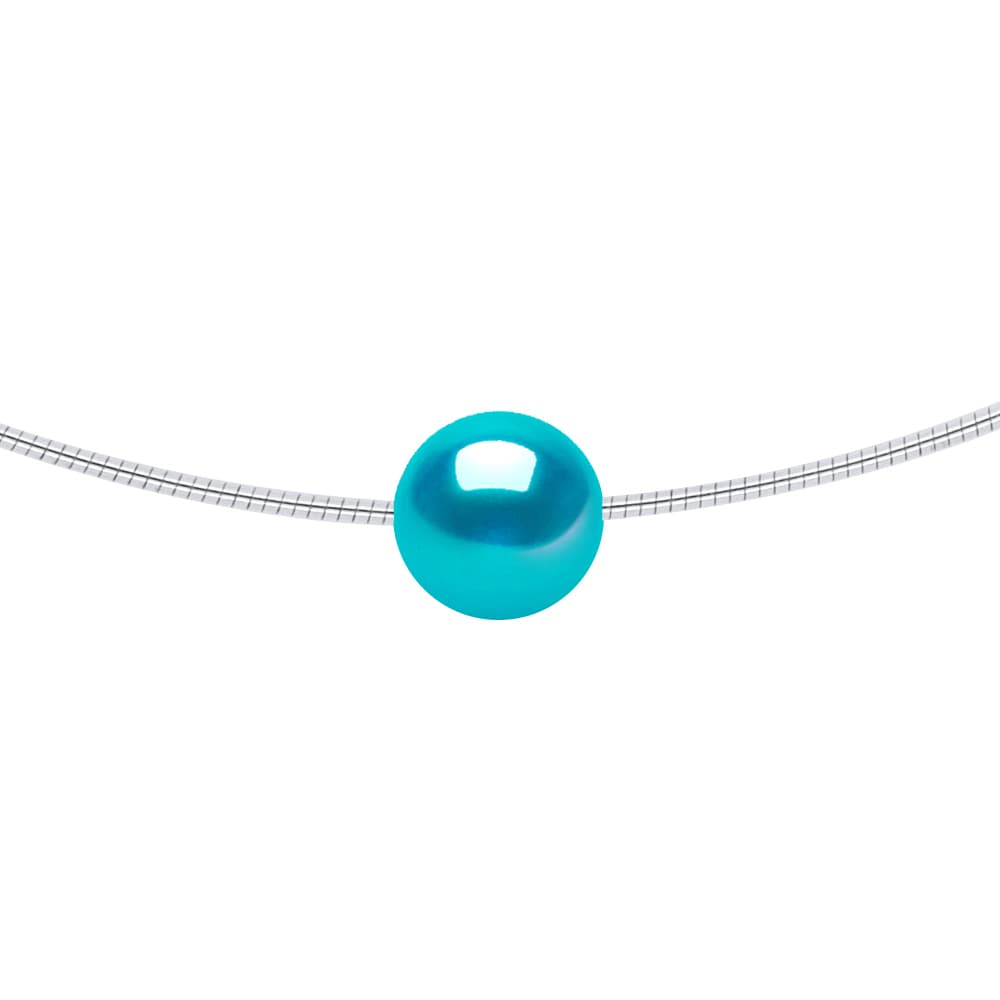 Collier Véritable Perle d'Eau Douce Traversante Ronde 9-10 mm — Argent 925 Millièmes — 42 cm 1
