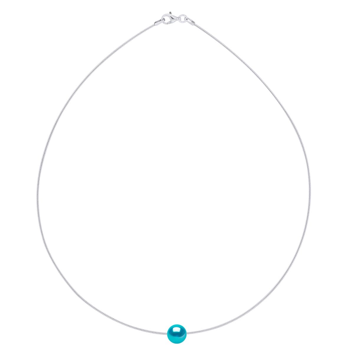 Collier Véritable Perle d'Eau Douce Traversante Ronde 9-10 mm — Argent 925 Millièmes — 42 cm 2
