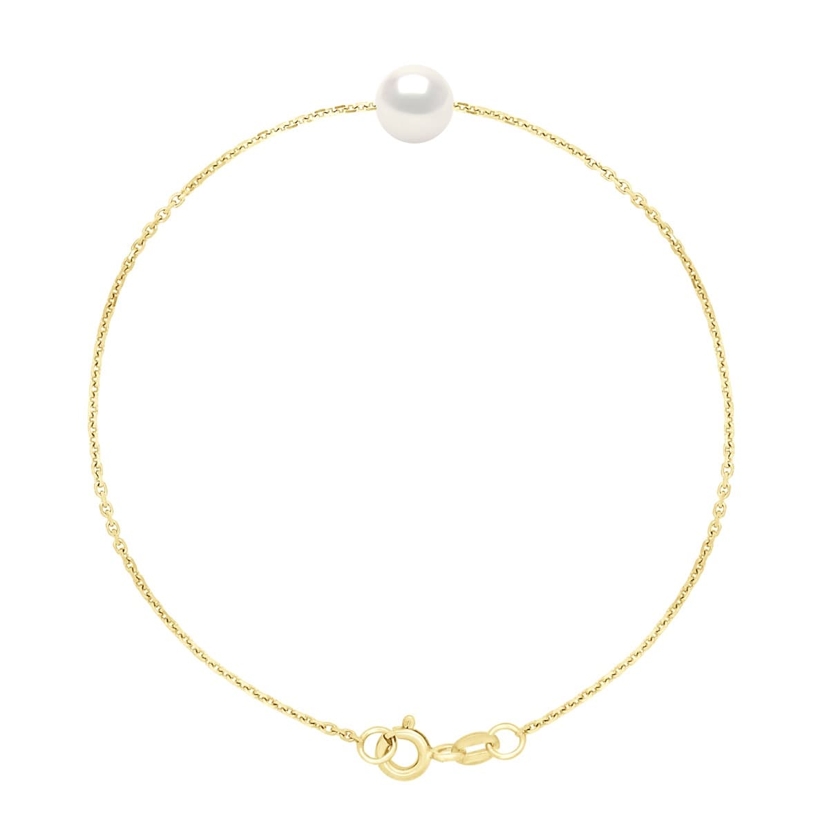 Bracelet Maille Forçat Véritable Perle de Culture d'Eau Douce Ronde 7-8 mm — Vermeil — 18 cm 1