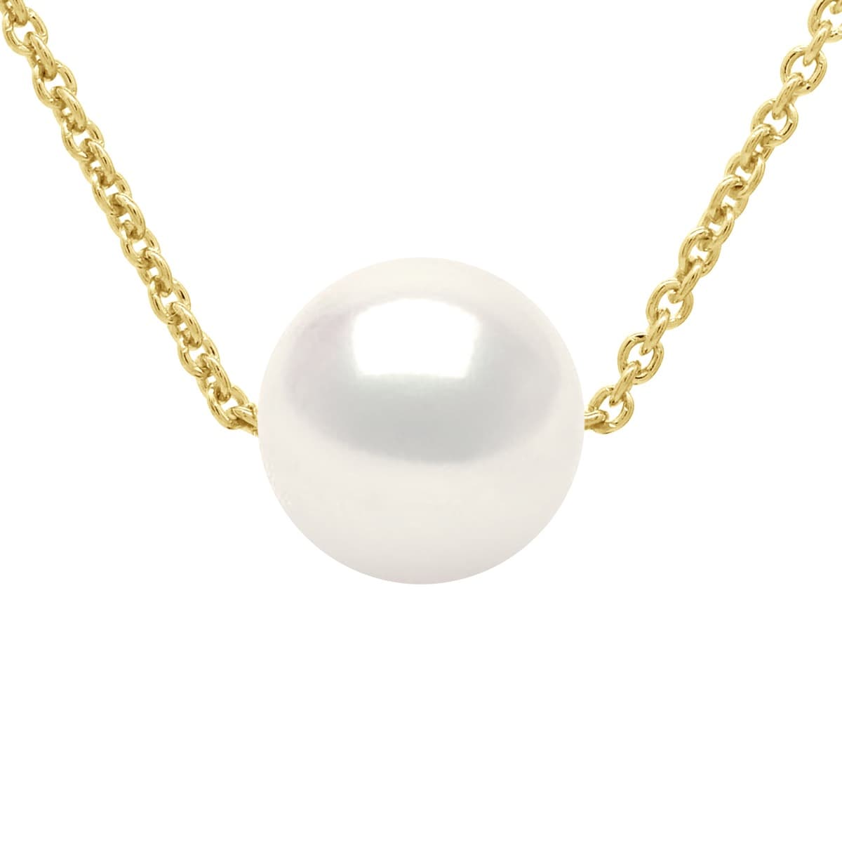 Collier Maille Forçat Véritable Perle de Culture d'Eau Douce Ronde 8-9 mm — Vermeil — 42 cm 1