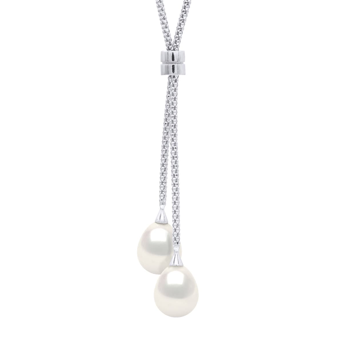 Collier Véritables Perles de Culture d'Eau Douce Ovales 9 mm — Argent 925 Millièmes Rhodié — 46 cm 1