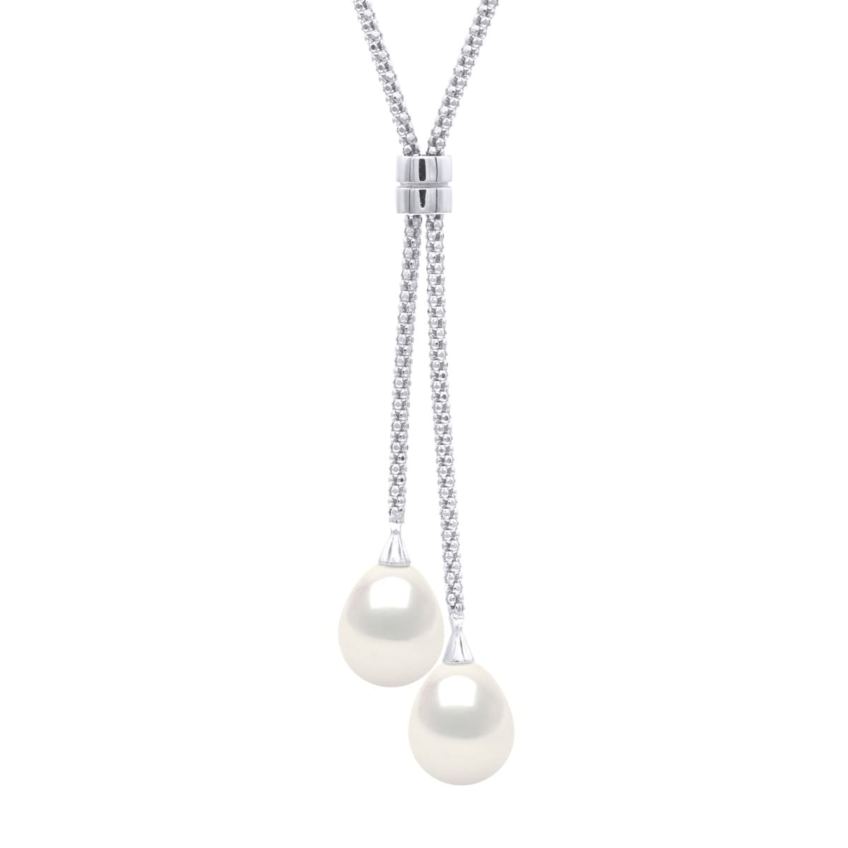 Collier Véritables Perles de Culture d'Eau Douce Ovales 9 mm — Argent 925 Millièmes Rhodié — 46 cm 2