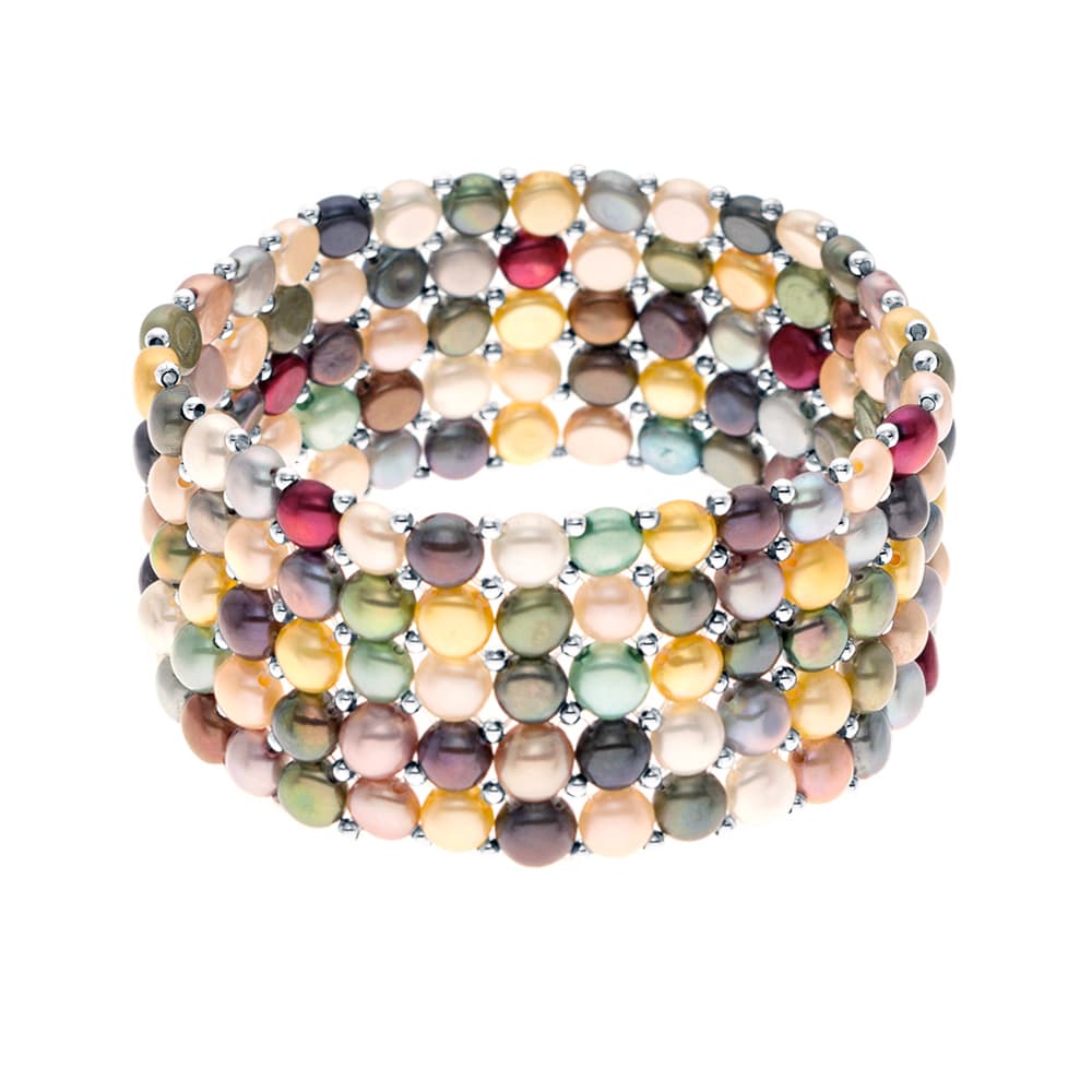 Bracelet 5 Rangs Véritables Perles de Culture d'Eau Douce 3-4 mm — Argent 925 Millièmes — 17 cm 1