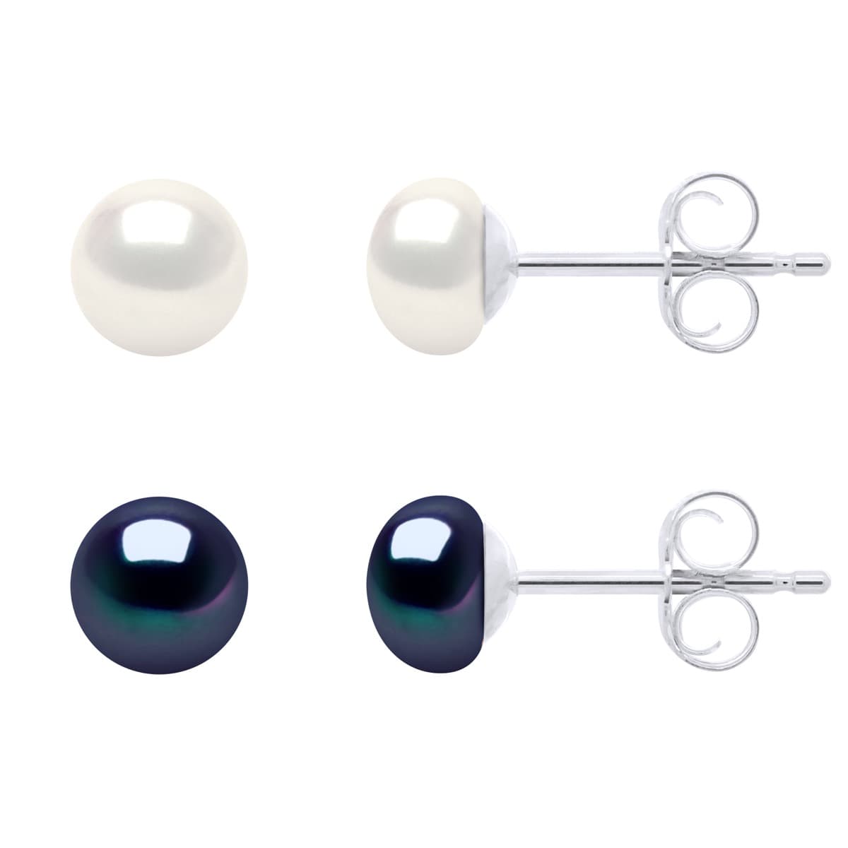 Boucles d'Oreilles Véritables Perles de Culture d'Eau Douce 5-6 mm — Argent 925 Millièmes 1