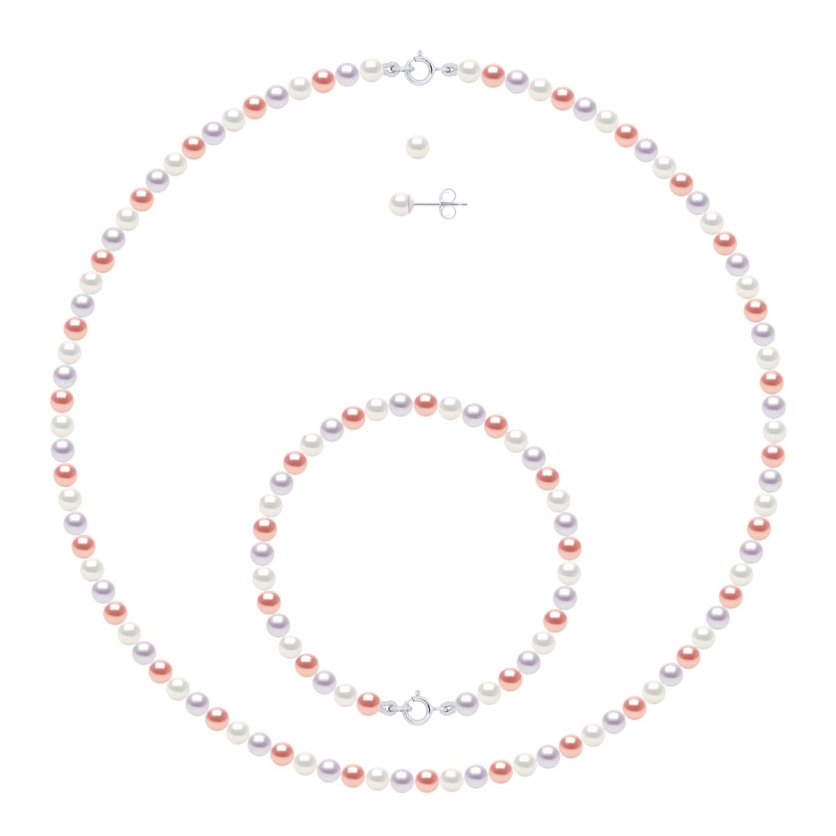 Boucles d'Oreilles Véritables Perles de Culture d'Eau Douce Rondes 4-5 mm — Argent 925 Millièmes 1
