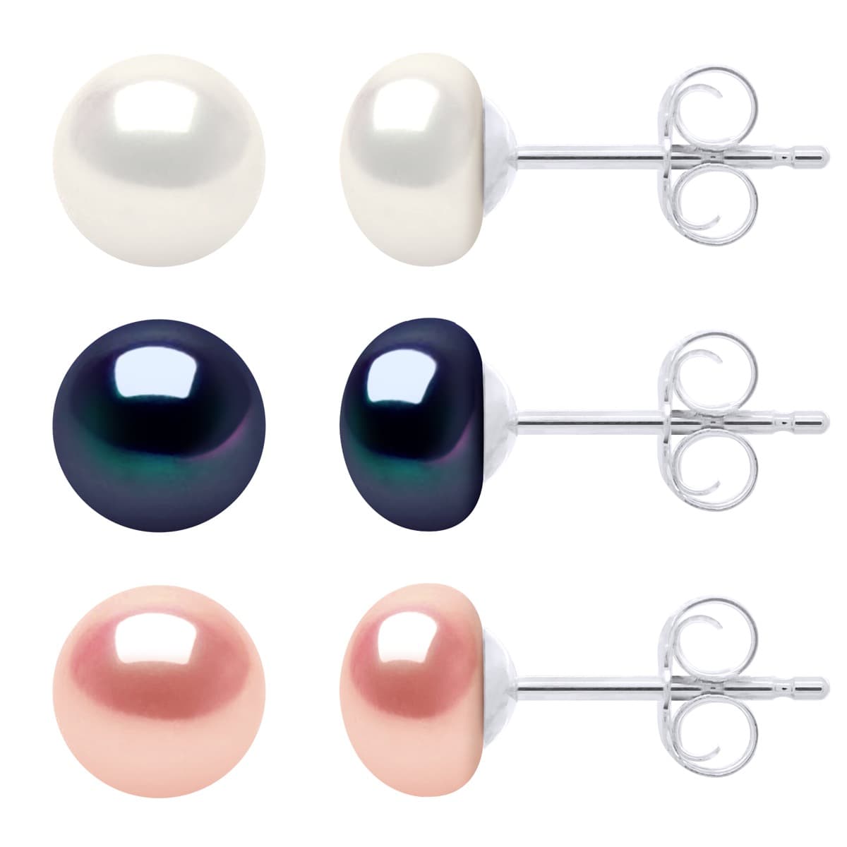 Boucles d'Oreilles Véritables Perles de Culture d'Eau Douce 6-7 mm — Argent 925 Millièmes 1