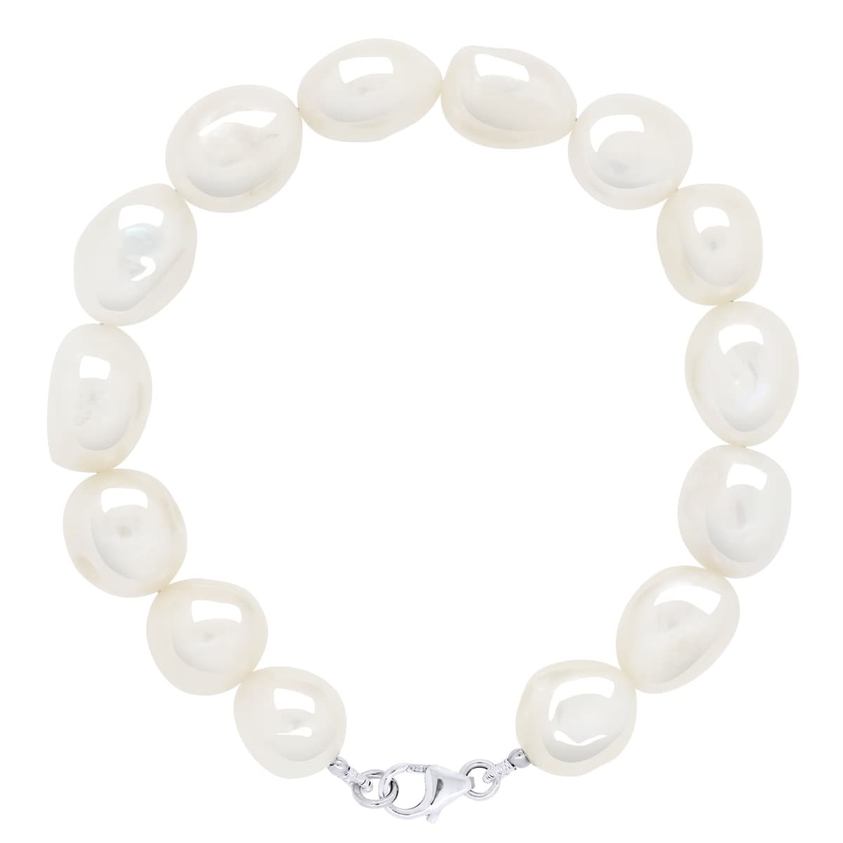 Bracelet Véritables Perles de Culture d'Eau Douce Baroques 11-12 mm — Argent 925 Millièmes — 18 cm 1