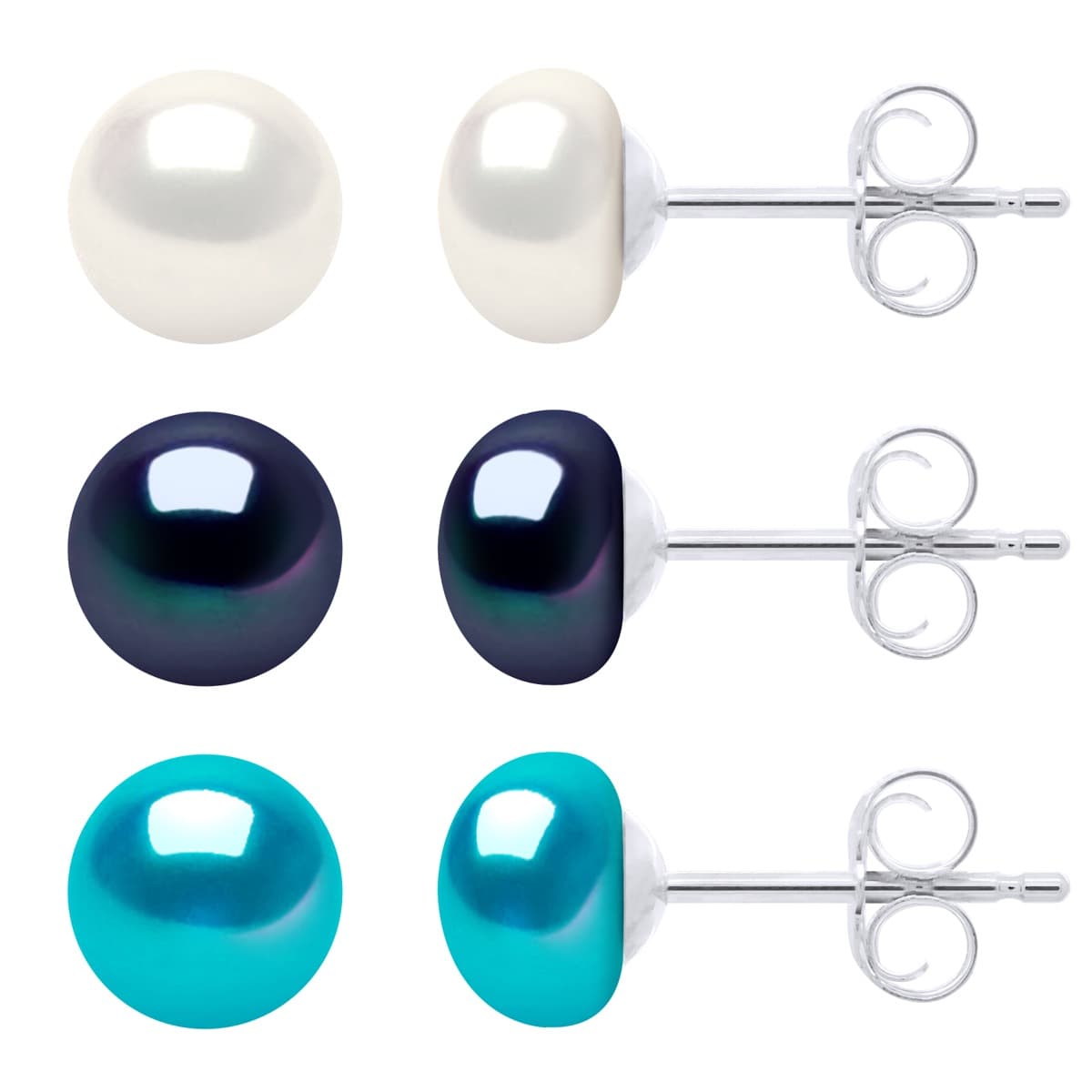 Boucles d'Oreilles Véritables Perles de Culture d'Eau Douce 6-7 mm — Argent 925 Millièmes 1
