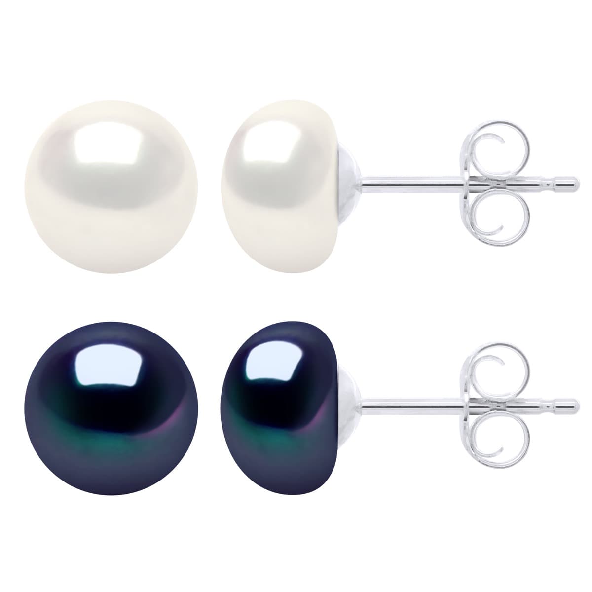 Boucles d'Oreilles Véritables Perles de Culture d'Eau Douce 7-8 mm — Argent 925 Millièmes 1