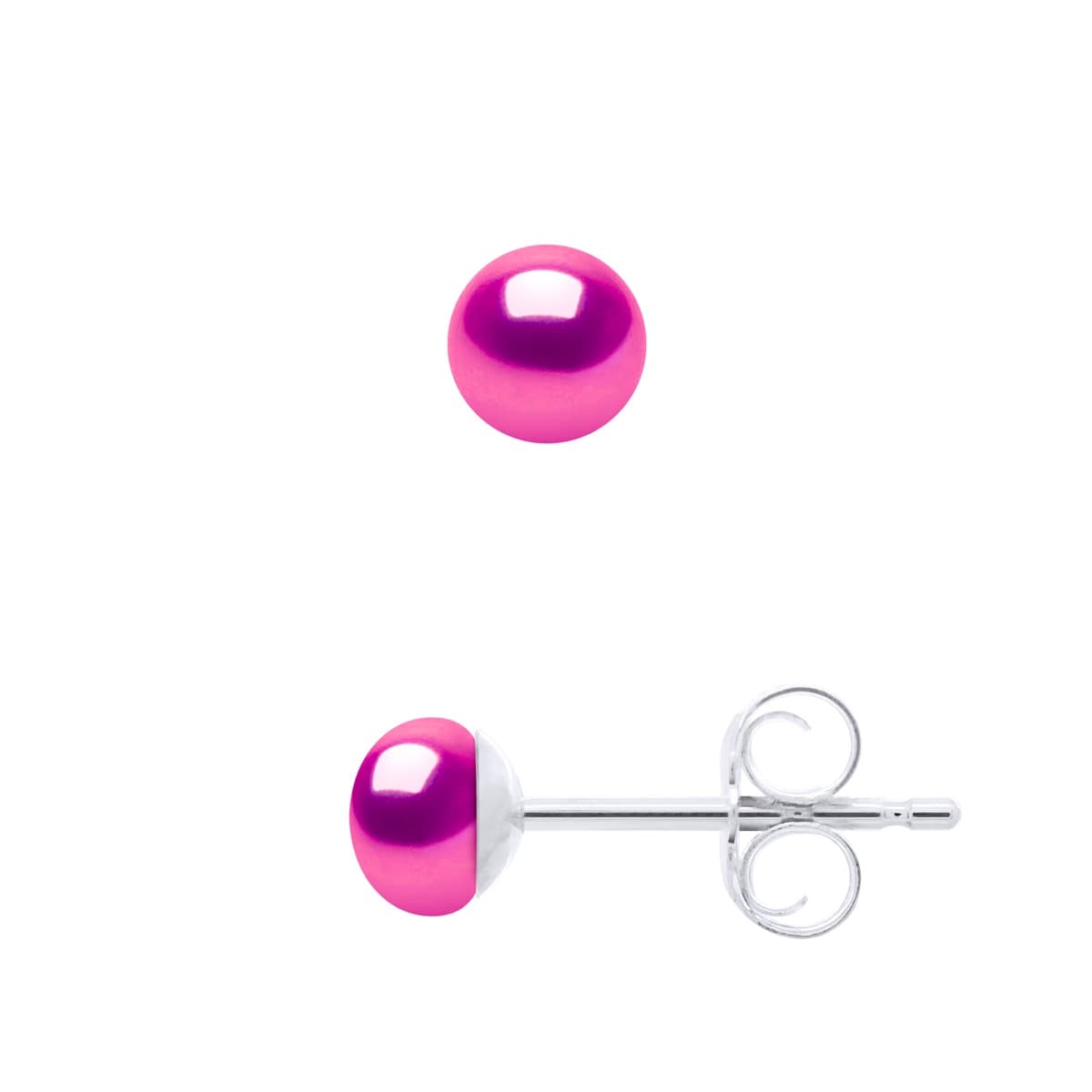 Boucles d'Oreilles Véritables Perles d'Eau Douce Boutons 4-5 mm — Argent 925 Millièmes Rhodié 1
