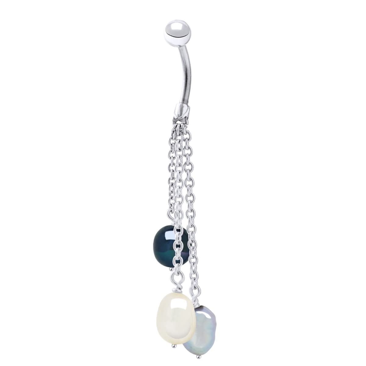 Piercing Véritables Perles de Culture d'Eau Douce Baroques 6-7 mm — Argent 925 Millièmes Rhodié 1