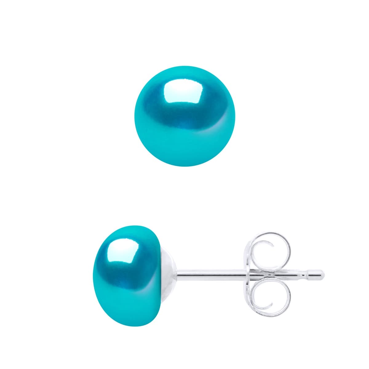 Boucles d'Oreilles Véritables Perles de Culture d'Eau Douce Boutons 6-7 mm — Argent 925 Millièmes 1