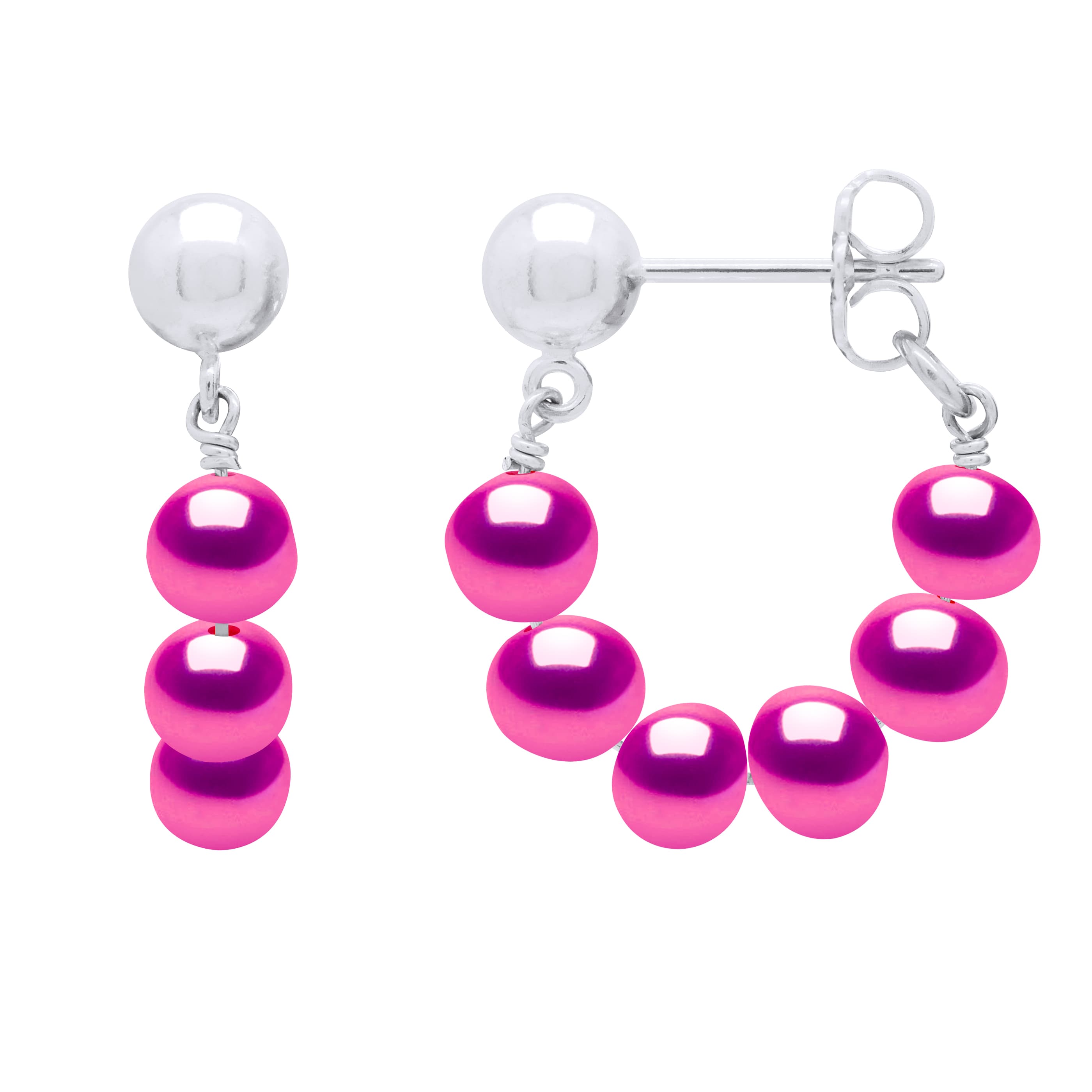 Boucles d'Oreilles Pendantes Véritables Perles d'Eau Douce Semi-6-7 mm — Argent 925 Millièmes Rhodié 1