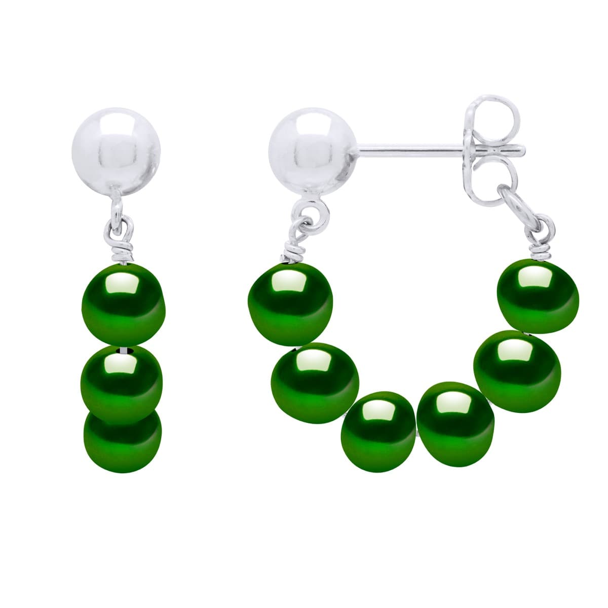 Boucles d'Oreilles Pendantes Véritables Perles d'Eau Douce Semi-6-7 mm — Argent 925 Millièmes Rhodié 1