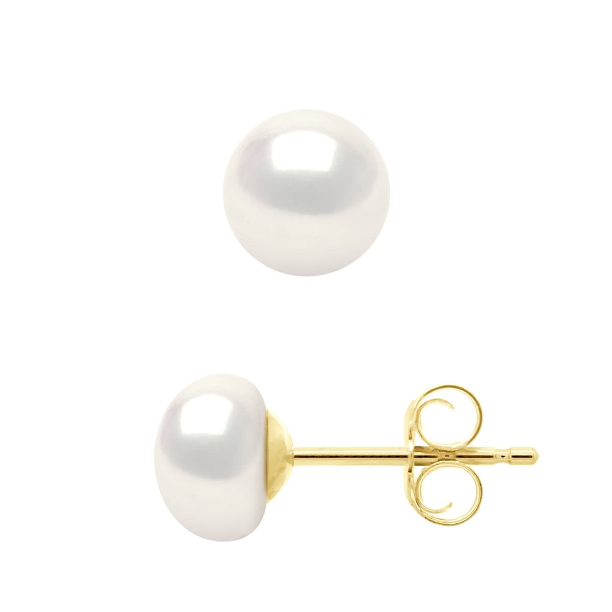 Boucles d'Oreilles Véritables Perles de Culture d'Eau Douce Boutons 6-7 mm — Vermeil 1