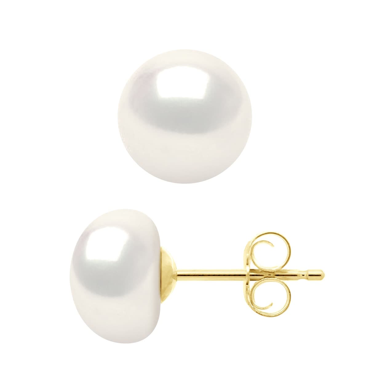 Boucles d'Oreilles Véritables Perles de Culture d'Eau Douce Boutons 8-9 mm — Vermeil 1