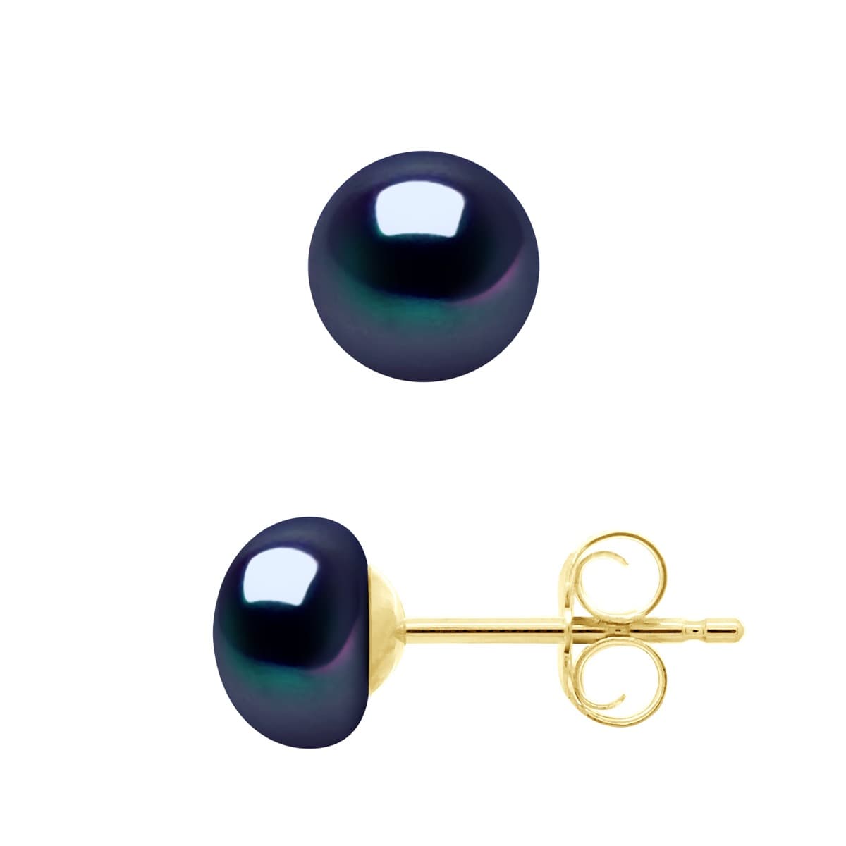 Boucles d'Oreilles Véritables Perles de Culture d'Eau Douce Boutons 6-7 mm — Vermeil 1