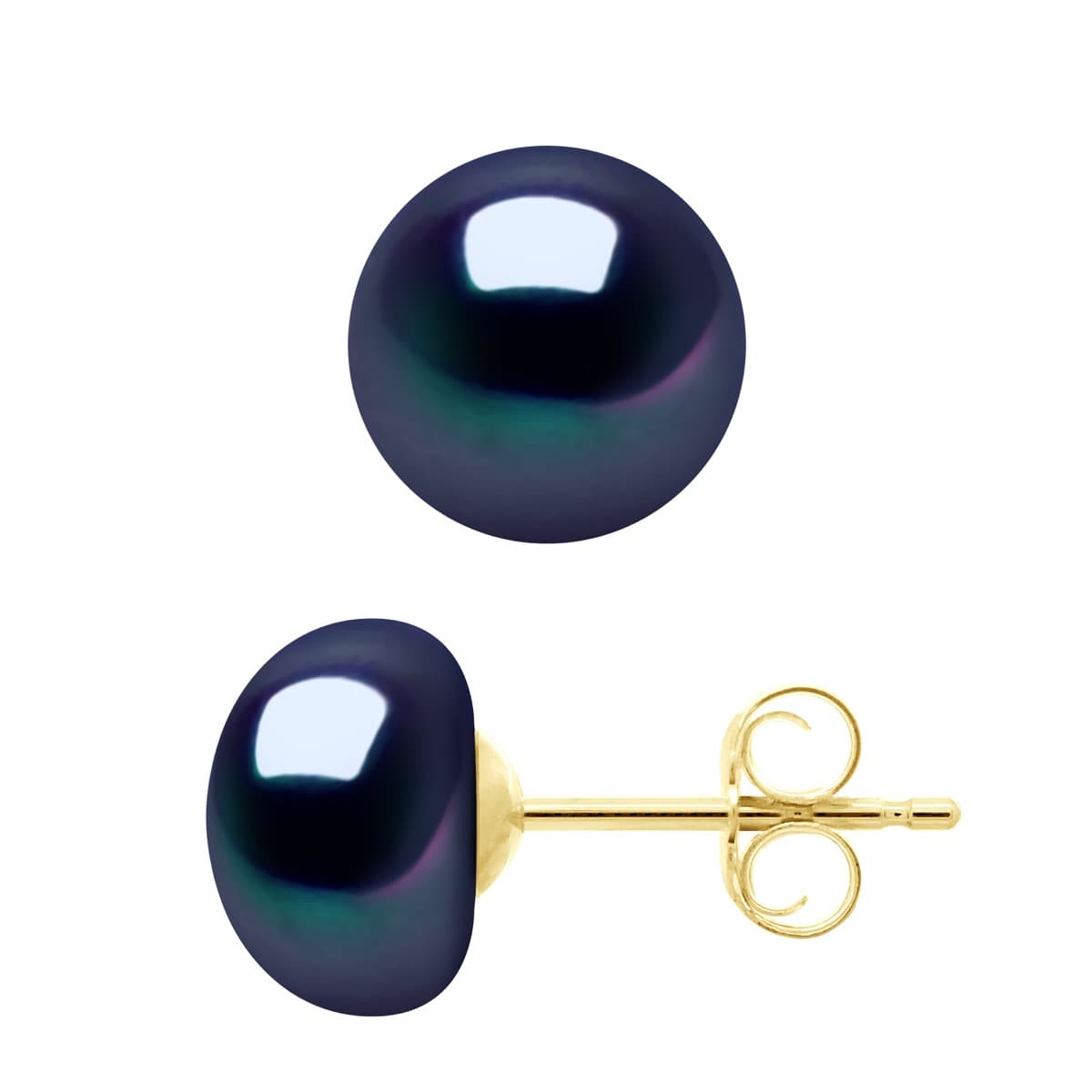 Boucles d'Oreilles Véritables Perles de Culture d'Eau Douce Boutons 8-9 mm — Vermeil 1