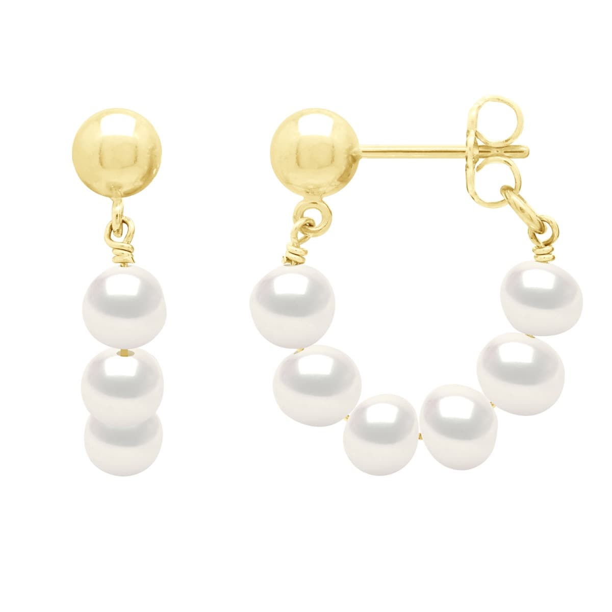 Boucles d'Oreilles Pendantes Véritables Perles de Culture d'Eau Douce Poires 5-6 mm — Vermeil 1