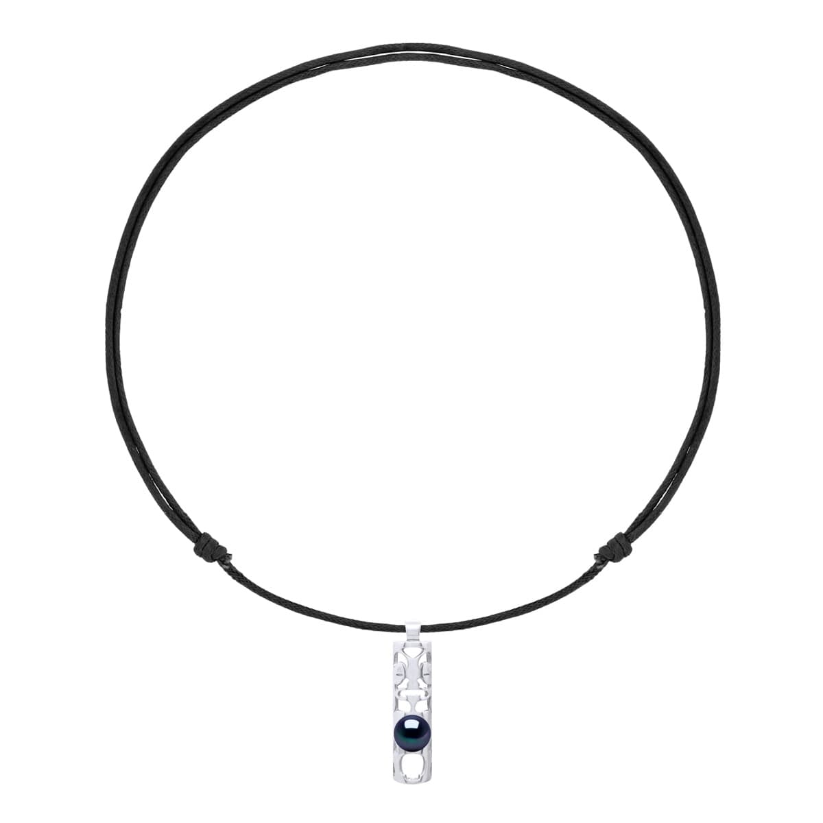 Collier Véritable Perle d'Eau Douce Ronde 9-10 mm — Argent 925 Millièmes Rhodié — 50 cm — Homme 2