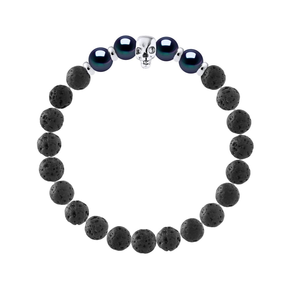 Bracelet Véritables Perles d'Eau Douce Semi-8-9 mm — Argent 925 Millièmes Rhodié — 22 cm — Homme 1
