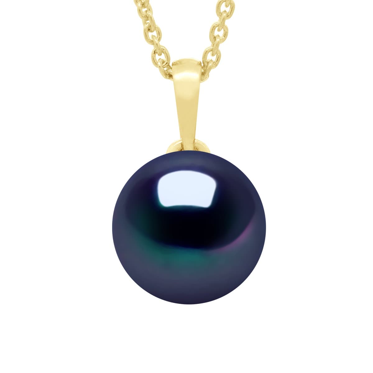 Pendentif Bélière Véritable Perle de Culture d'Eau Douce Bouton 9-10 mm — Or Jaune 375 Millièmes 1