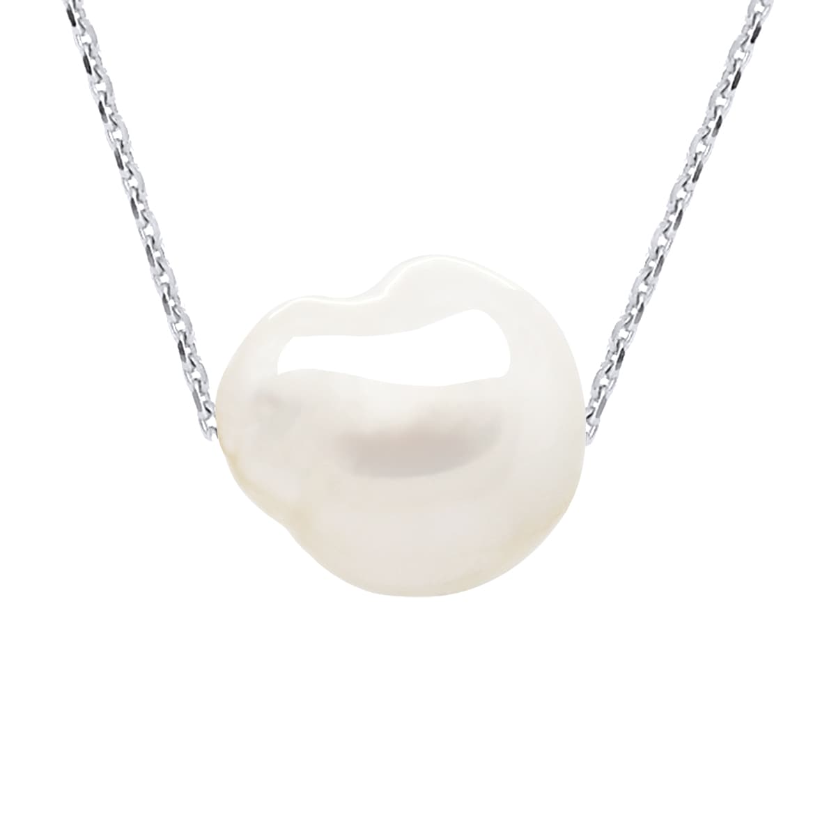 Bracelet Véritable Perle de Culture d'Eau Douce Baroque 11-12 mm — Or Blanc 375 Millièmes — 18 cm 1