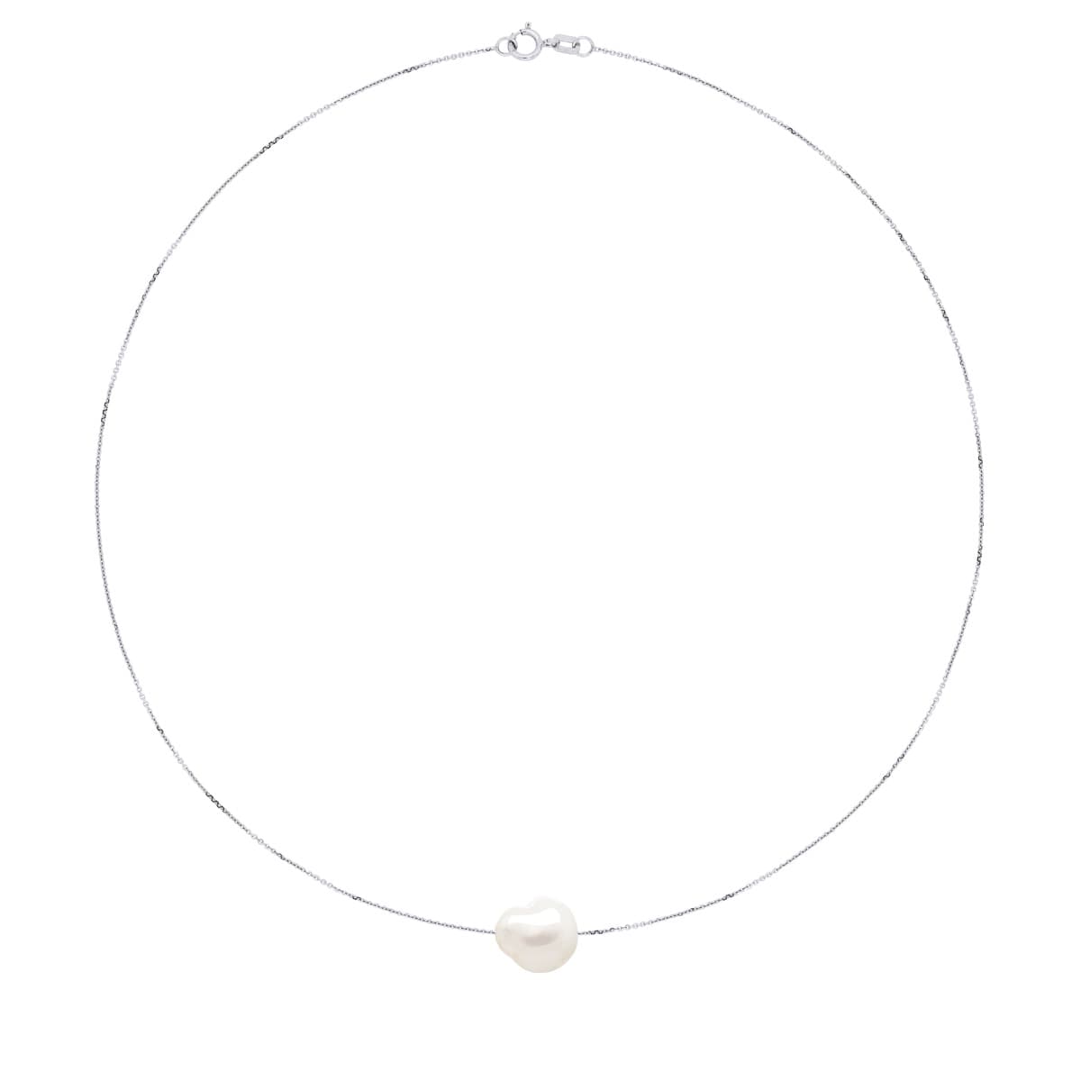 Bracelet Véritable Perle de Culture d'Eau Douce Baroque 11-12 mm — Or Blanc 375 Millièmes — 18 cm 2
