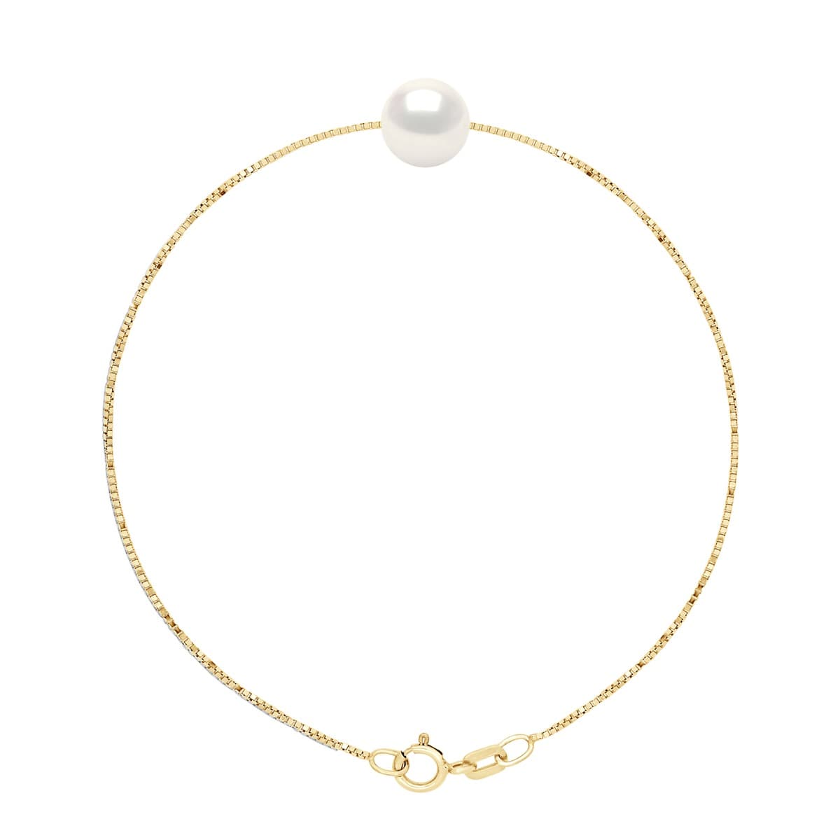 Bracelet Véritable Perle de Culture d'Eau Douce Bouton 8-9 mm — Or Jaune 375 Millièmes — 18 cm 1