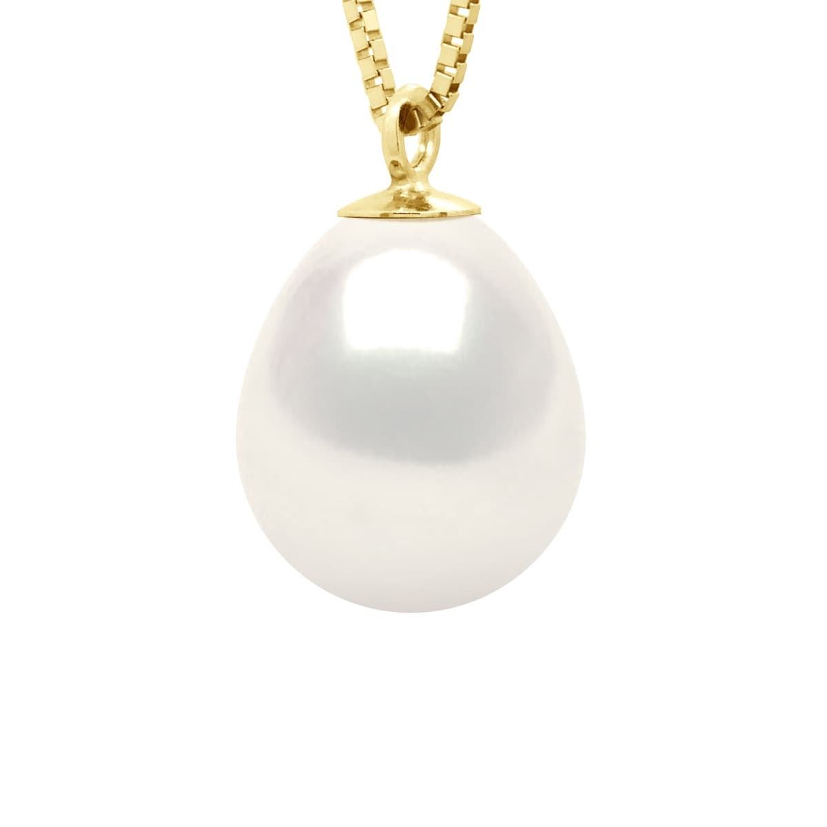 Collier Véritable Perle de Culture d'Eau Douce Poire 9-10 mm — Or Jaune 375 Millièmes — 42 cm 1