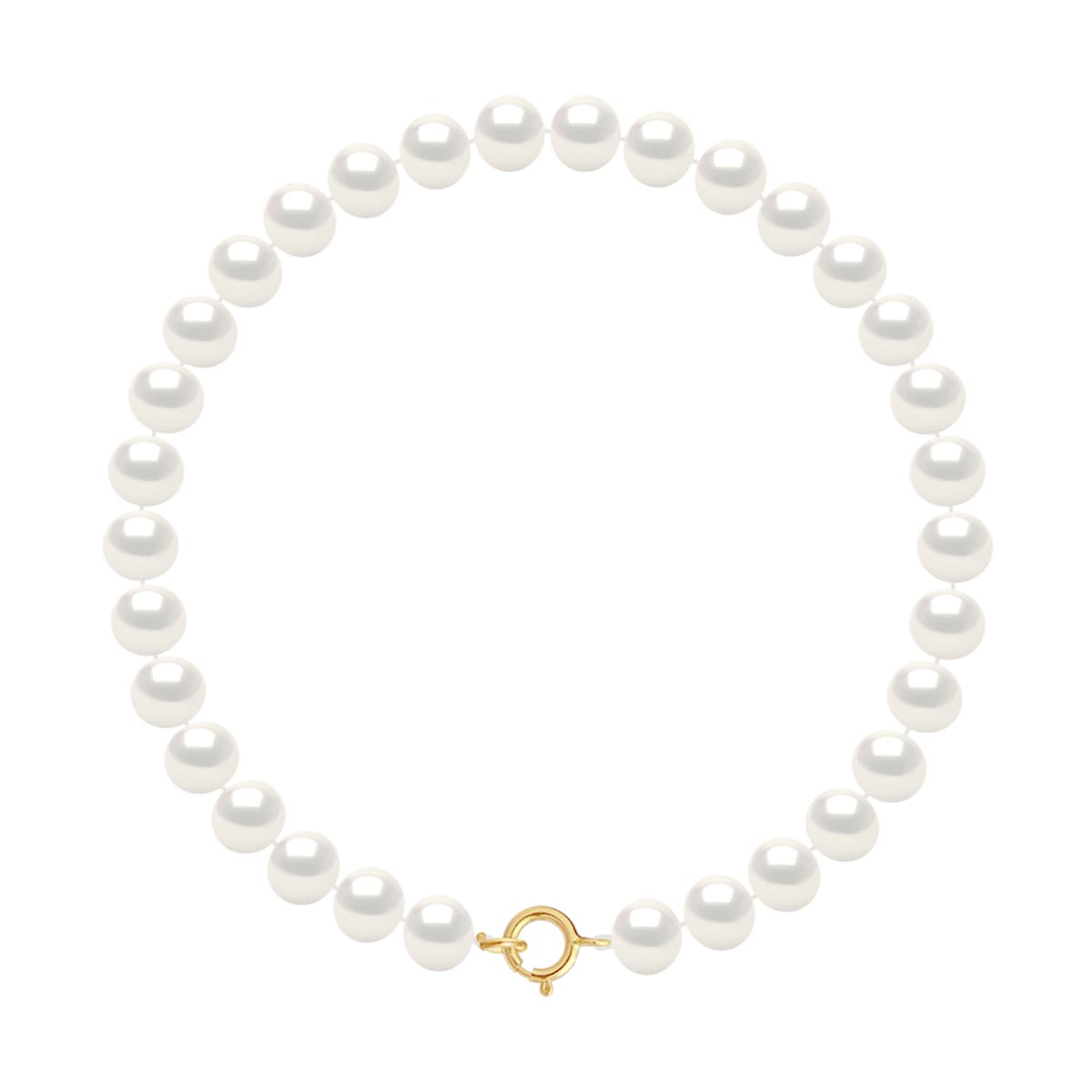 Bracelet Véritables Perles d'Eau Douce Semi-Rondes 6-7 mm — Or Blanc 375 Millièmes — 18 cm 1