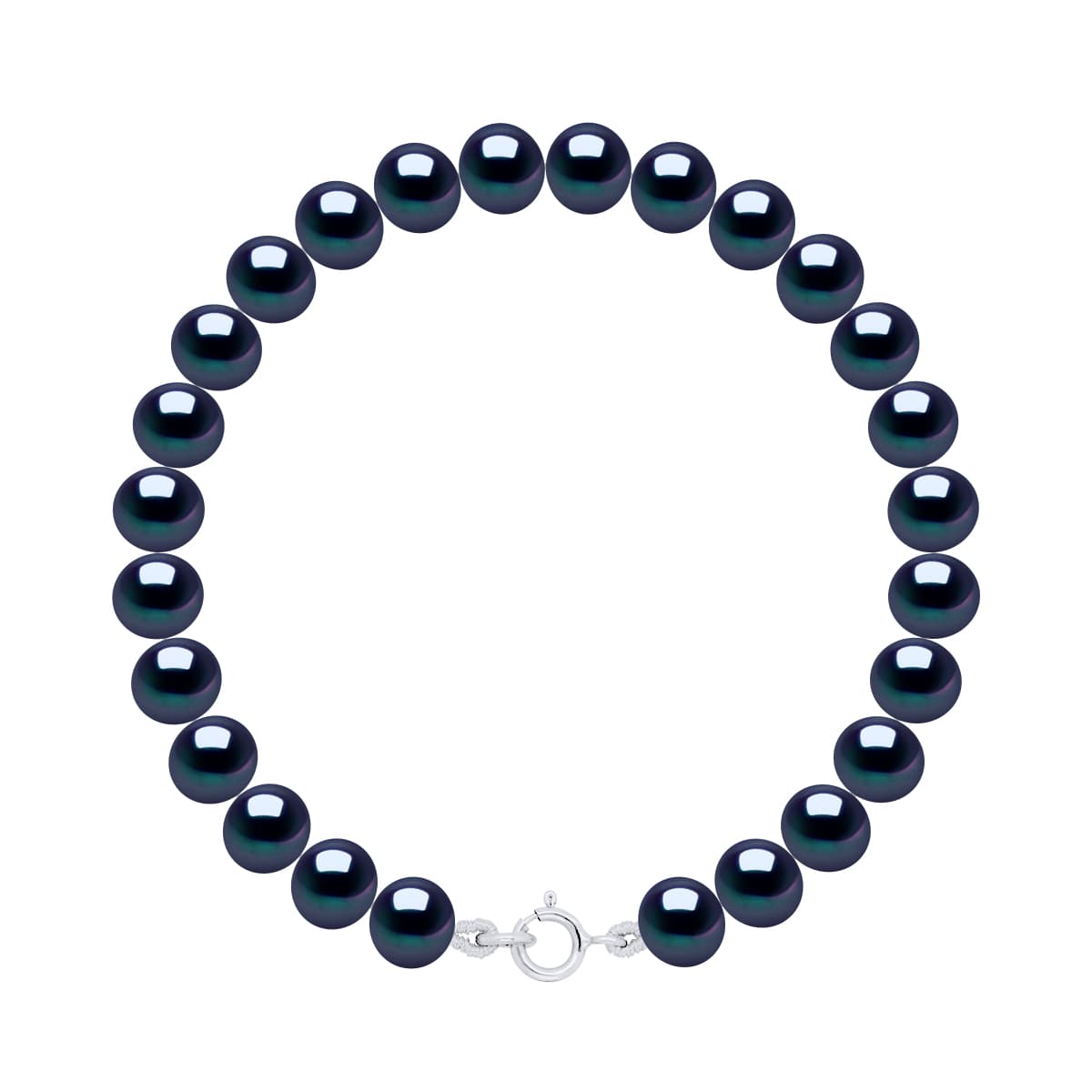 Bracelet Véritables Perles d'Eau Douce Semi-Rondes 6-7 mm — Or Blanc 375 Millièmes — 18 cm 1