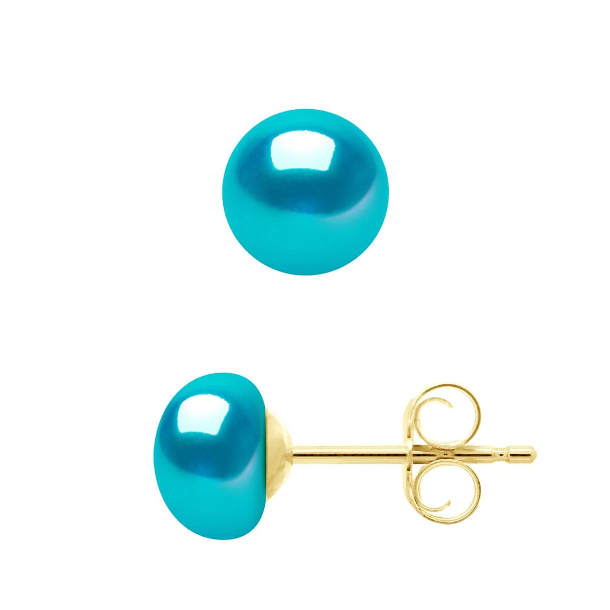 Boucles d'Oreilles Véritables Perles de Culture d'Eau Douce Boutons 6-7 mm — Or Jaune 375 Millièmes 1